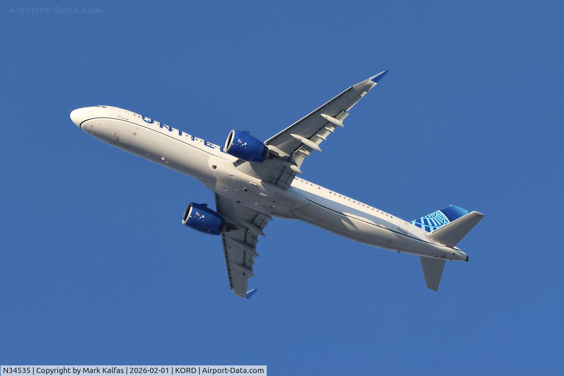 N34535, 2025 Airbus A321-271NX C/N 12332, A21N United Airbus A321neo, N34535, UA1577 ORD-SFO