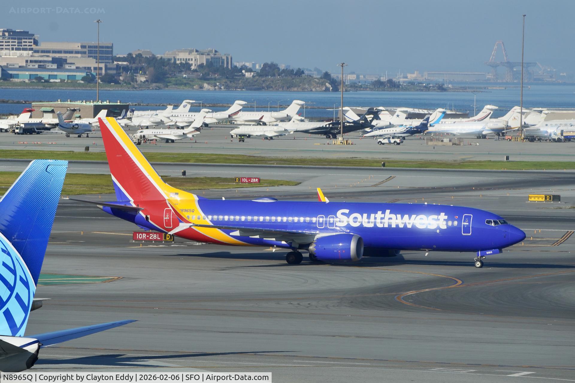 N8965Q, 2025 Boeing 737 MAX 8 C/N 42610, Sky Terrace Suoerbowl weekend SFO 2026