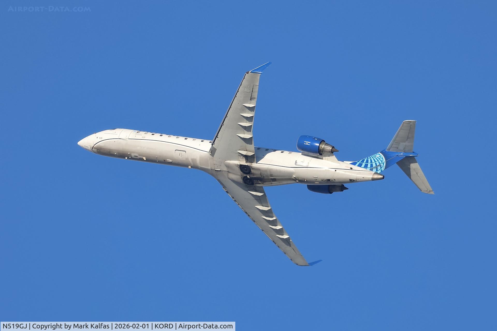N519GJ, 2001 Bombardier CRJ-701 (CL-600-2C10) Regional Jet C/N 10026, CRJ7 GoJet United EXPRESS Canadair Regional Jet CRJ-550, N519GJ GJS4601 ORD-GRR