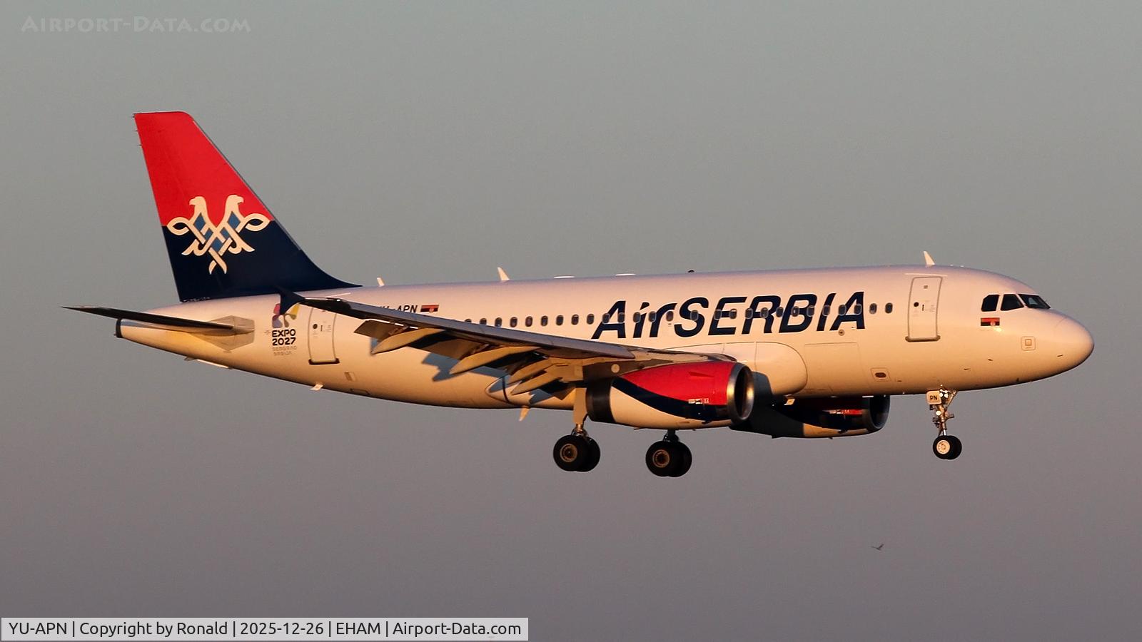 YU-APN, Airbus 319-100 C/N 3911, expo2027 sticker