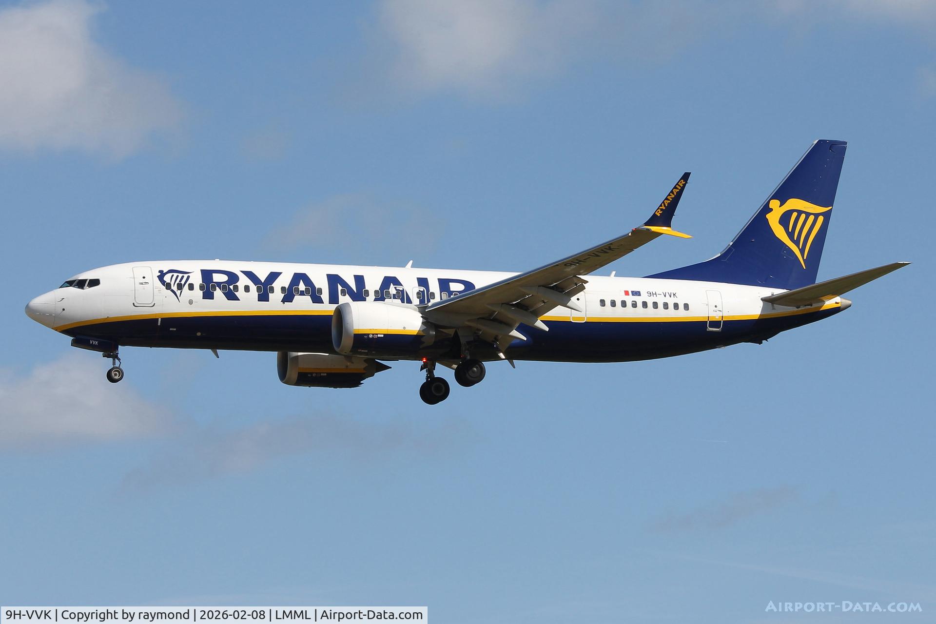 9H-VVK, 2023 Boeing 737-8-200 Max C/N 62363, Boeing 737-8-200 MAX reg 9H-VVK of Malta Air on final approach for RW31 Malta.