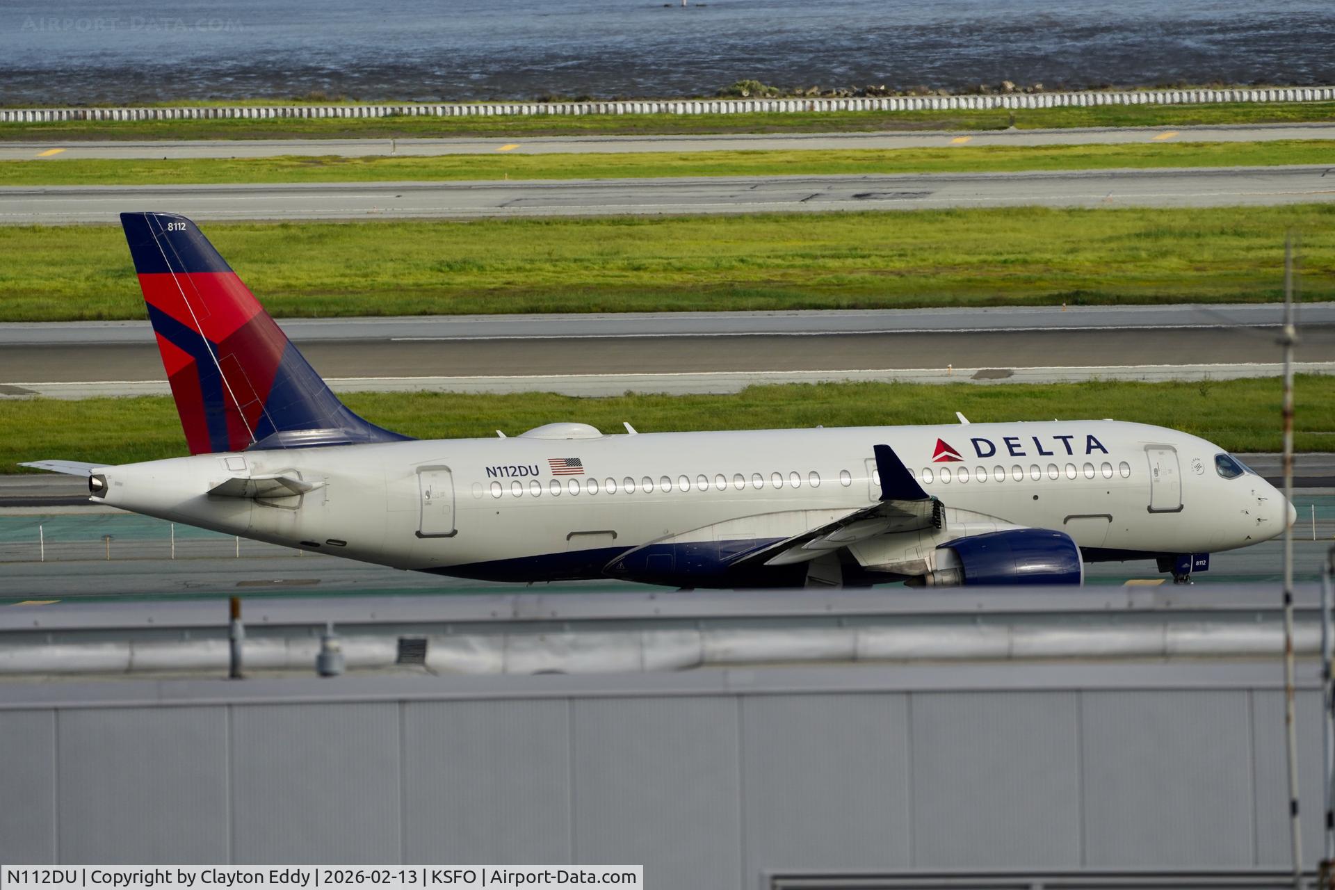 N112DU, 2019 Airbus A220-100 C/N 50031, SFO 2026
