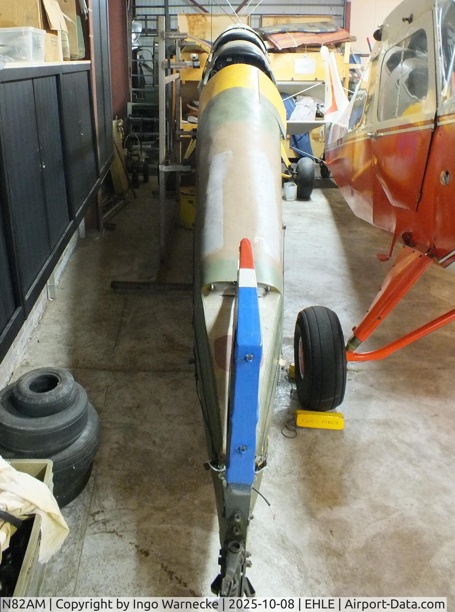 N82AM, 1944 De Havilland DH-82A Tiger Moth II C/N 86568, De Havilland D.H.82A Tiger Moth (wings/tail dismounted, containing parts of G-ANGJ and G-ANSG, now in KLu colours) at the Stichting Vroege Vogels / Early Birds Foundation at Lelystad airport