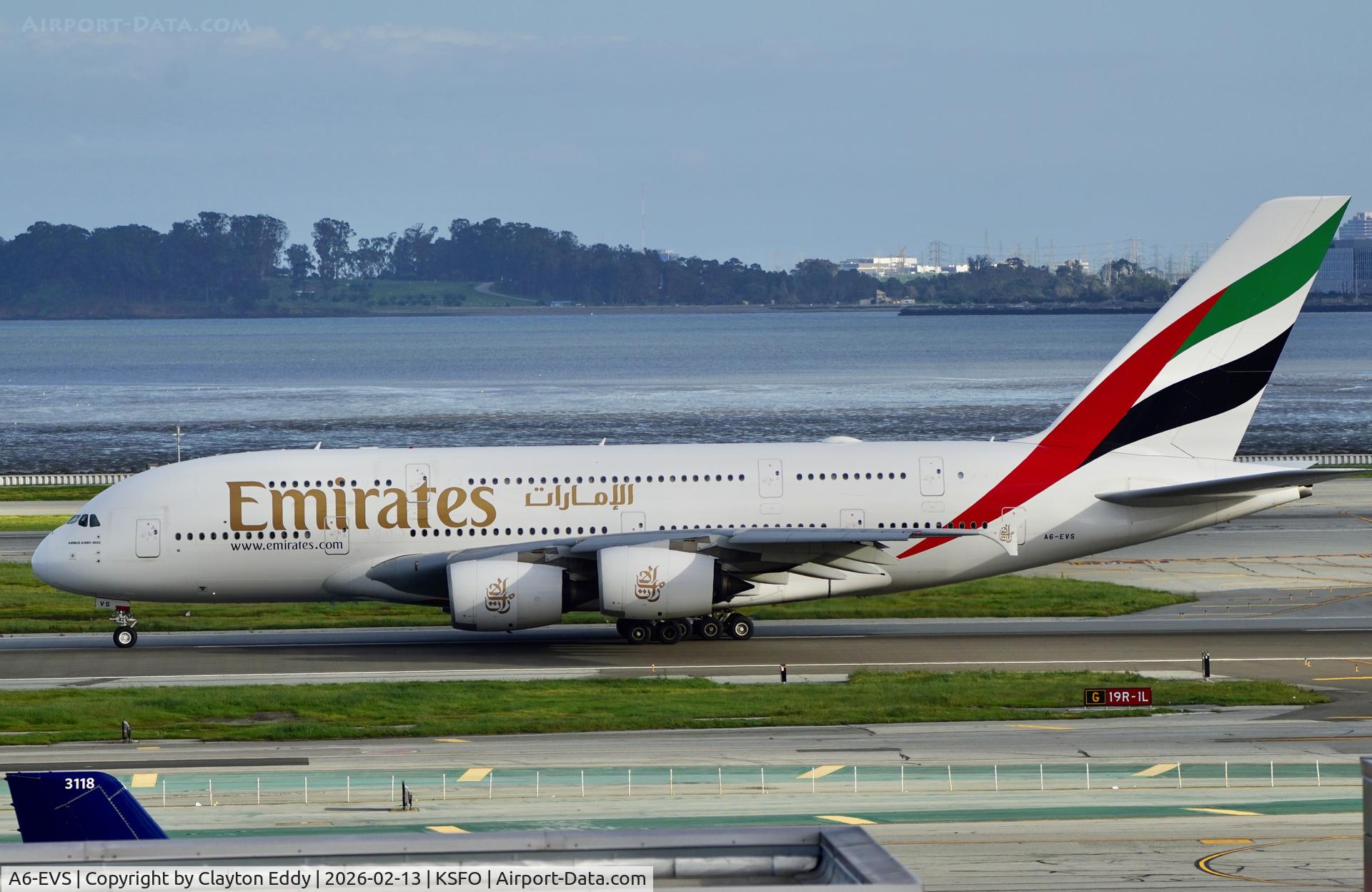 A6-EVS, 2021 Airbus A 380-842 C/N 272, SFO 2026