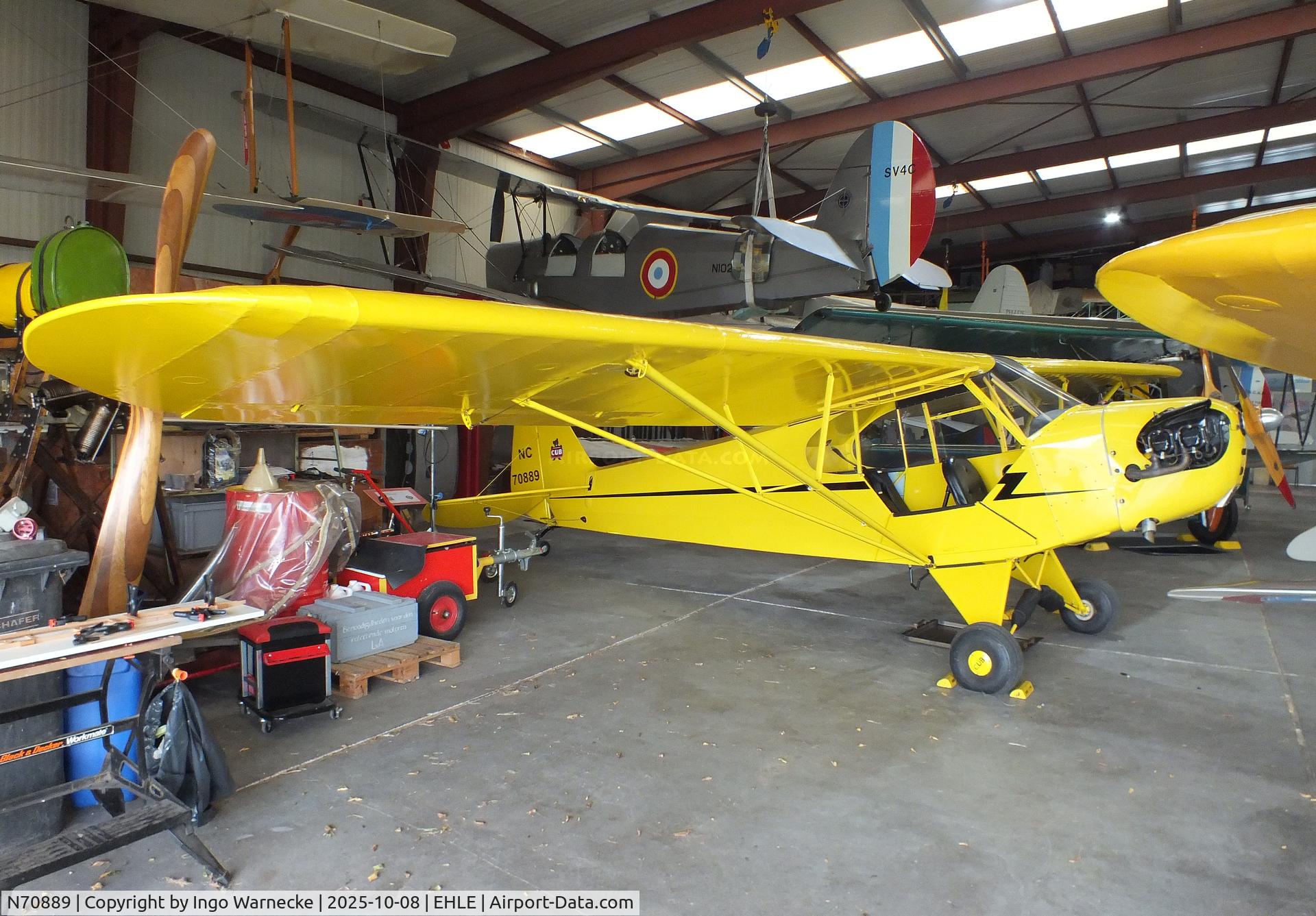 N70889, 1946 Piper J3C-65 Cub C/N 17910, Piper J3C-65D Cub at the Stichting Vroege Vogels / Early Birds Foundation at Lelystad airport