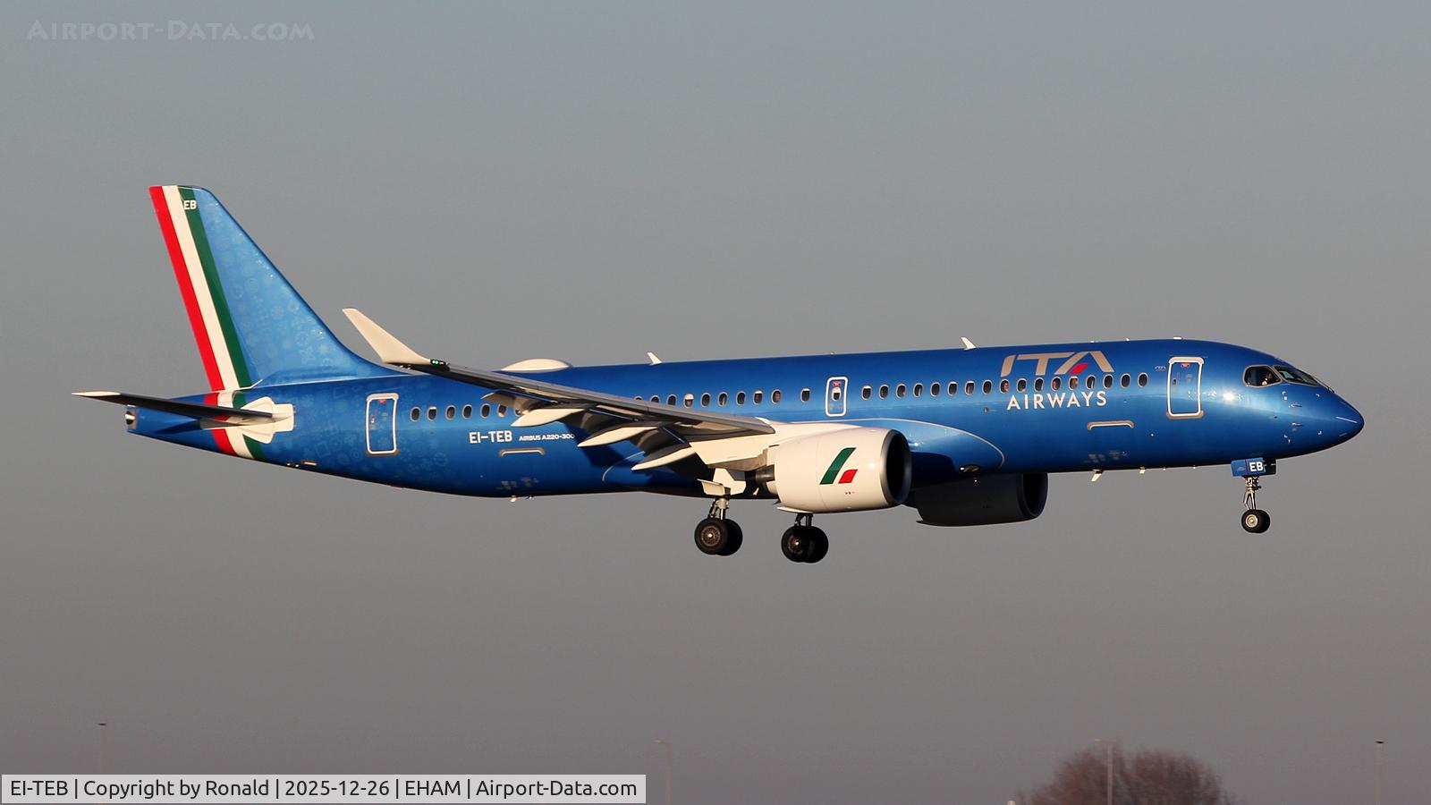 EI-TEB, 2025 Airbus A220-300 (BD-500-1A11) C/N 55407, new in database