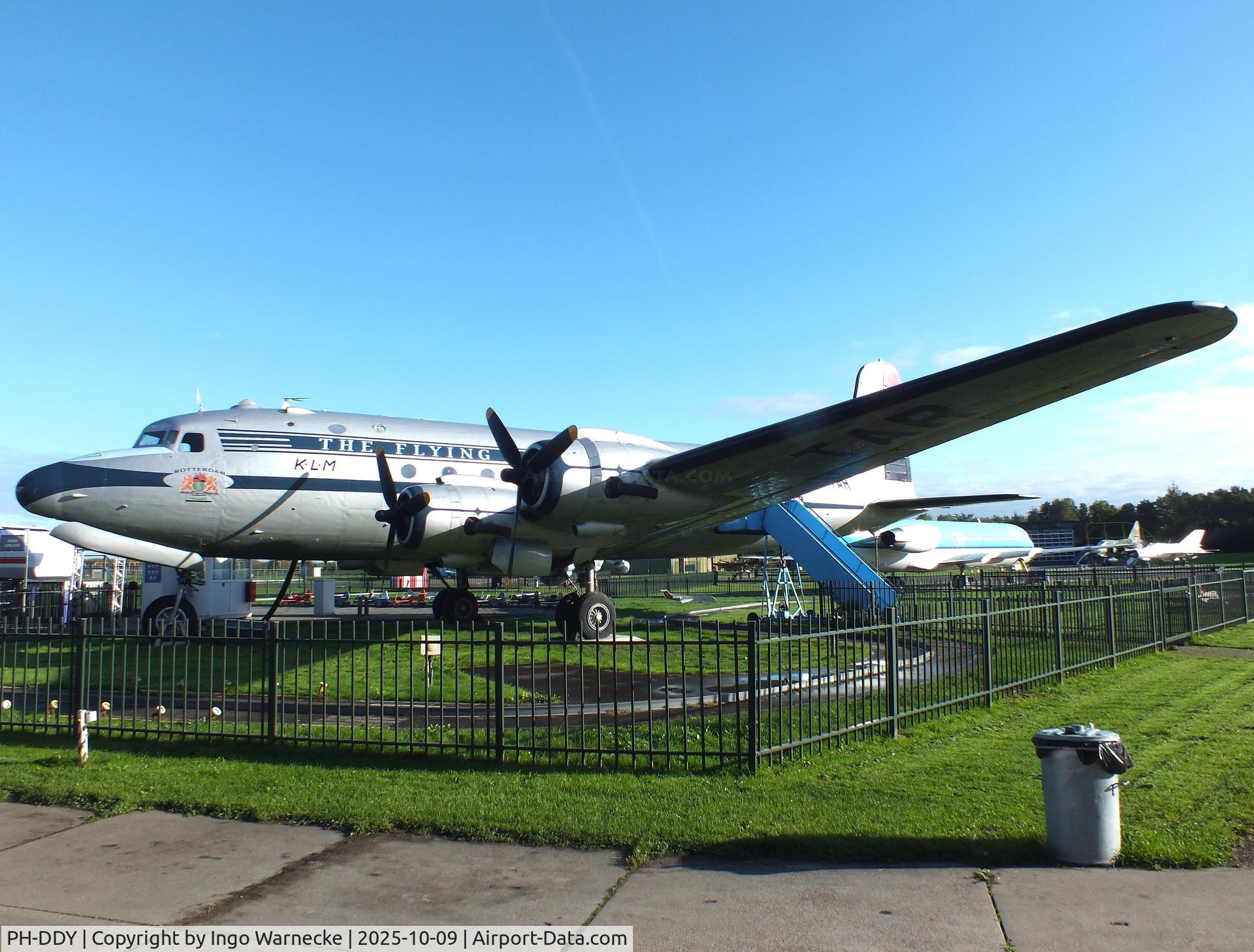 PH-DDY, 1942 Douglas C-54A Skymaster C/N 7488, Douglas C-54A Skymaster displayed in new colours as KLM 'PH-TAR' Rotterdam at the Aviodrome, Lelystad