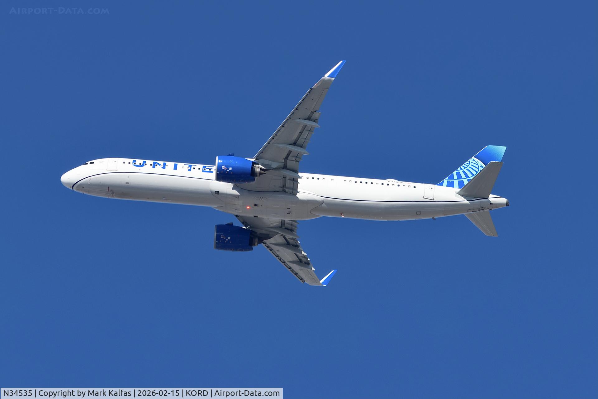 N34535, 2025 Airbus A321-271NX C/N 12332, A21N United Airbus A321neo N34535 UA2616 ORD-DEN