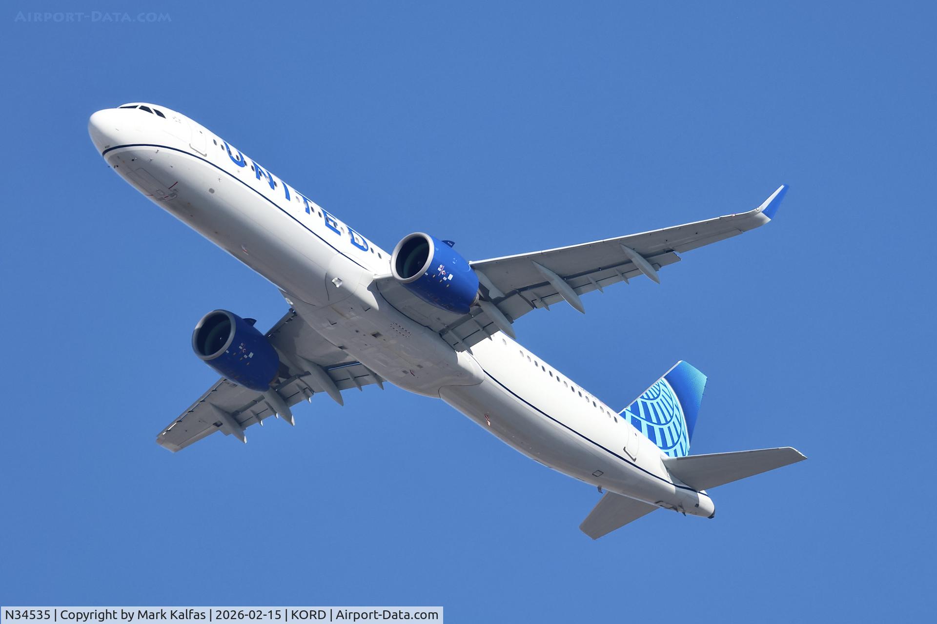 N34535, 2025 Airbus A321-271NX C/N 12332, A21N United Airbus A321neo N34535 UA2616 ORD-DEN