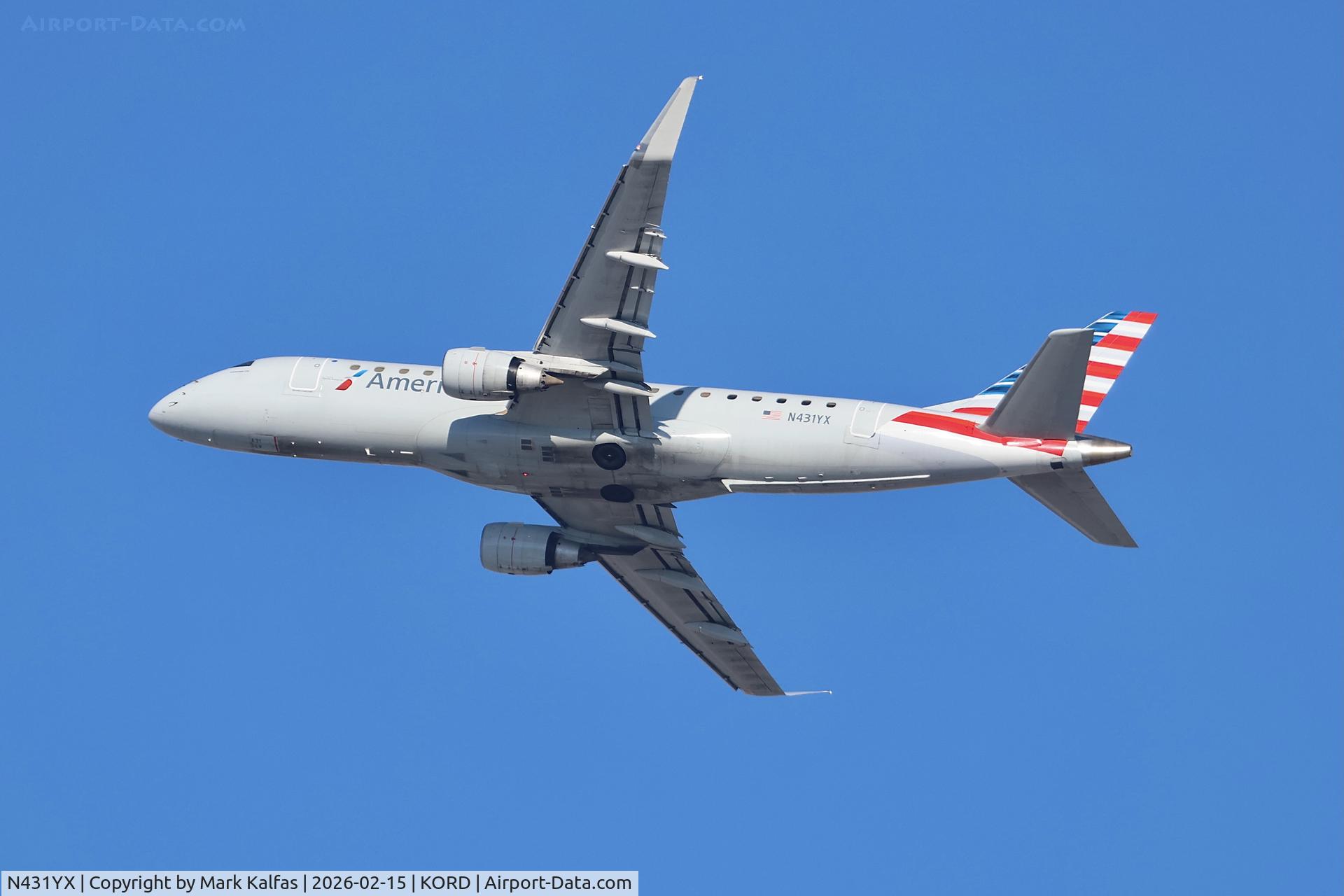 N431YX, 2014 Embraer 175LR (ERJ-170-200LR) C/N 17000413, E75L Republic Airways / American Eagle Embraer 175LR N431YX RPA4397 ORD-LGA