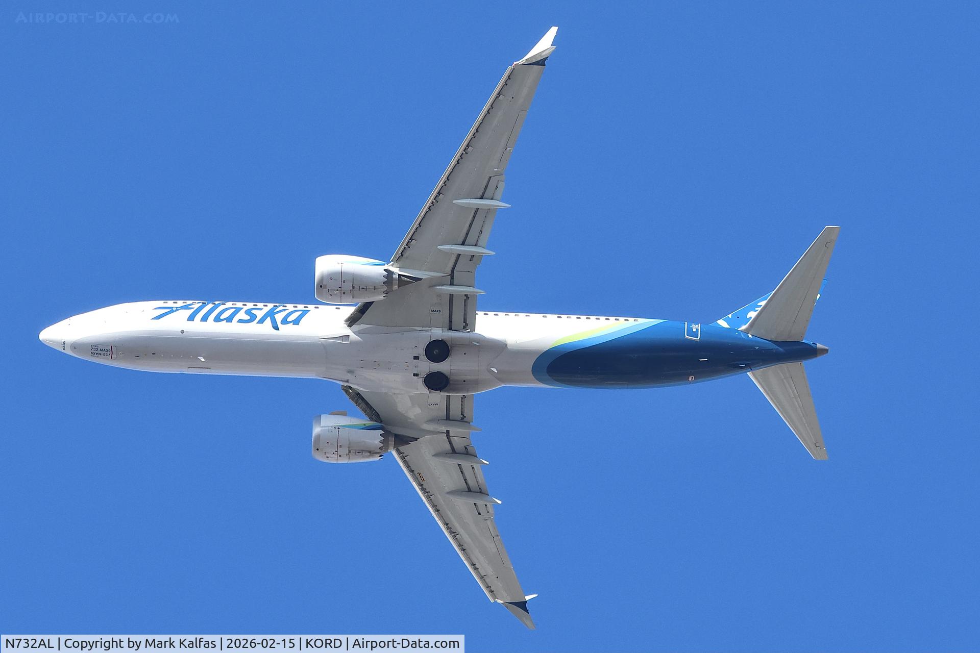 N732AL, 2025 Boeing 737-9 MAX C/N 68520, B39M Alaska Airlines Boeing 737 MAX 9 N732AL, ASA325 ORD-PDX