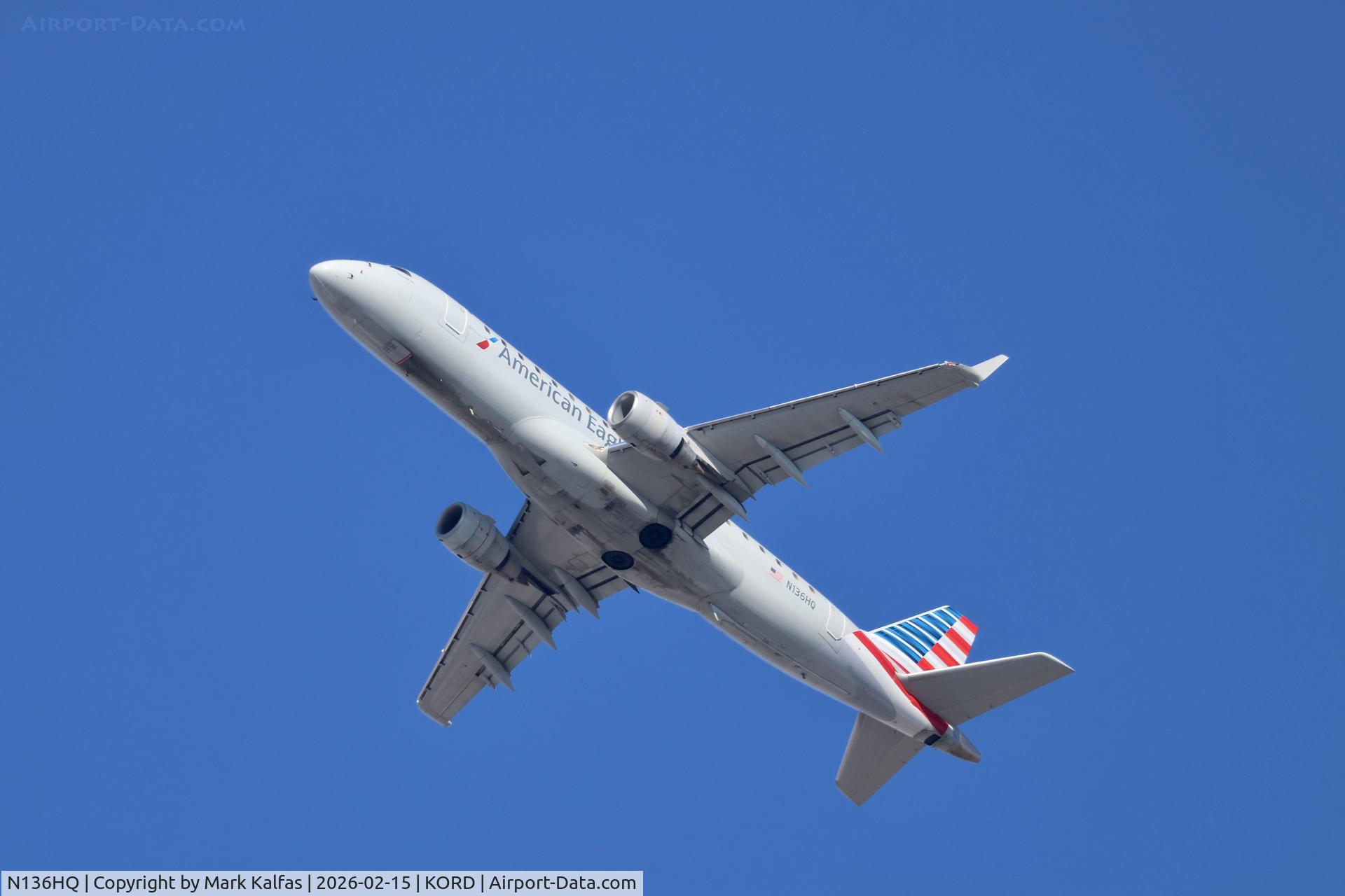 N136HQ, 2008 Embraer 175LR (ERJ-170-200LR) C/N 17000228, E75S Republic Airways / American Eagle  Embraer 175LR  N136HQ RPA4588 ORD-EWR