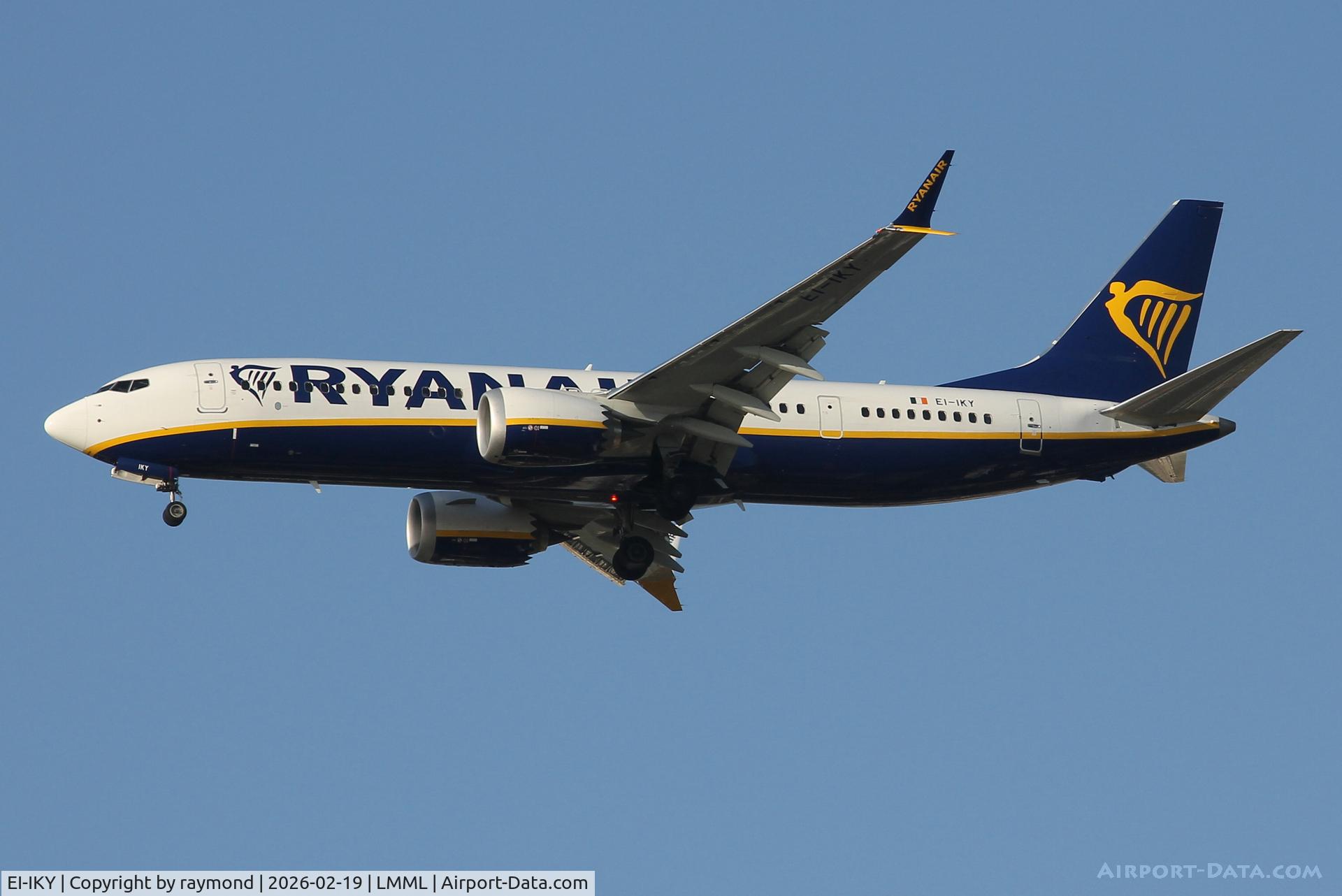 EI-IKY, 2025 Boeing B-737-8 Max 200 C/N 62387, Boeing 737-8 MAX 200 reg EI-IKY of Ryanair landing in Malta RW31.