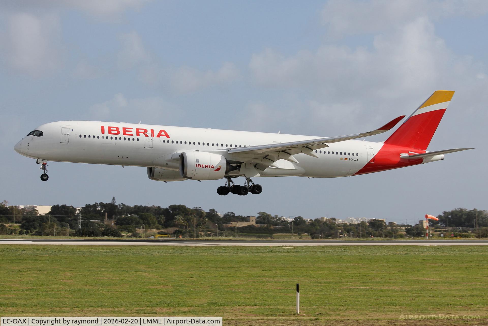 EC-OAX, Airbus 350-941 C/N 112, Iberia Airbus A350-941 reg EC-OAX seen on final approach for RW31 in Malta. Aircraft arrived for maintenance by LT Malta.