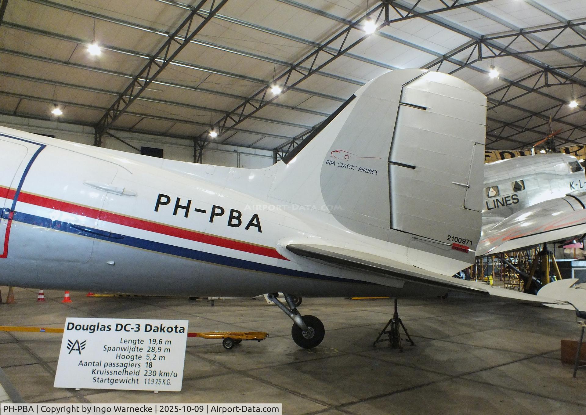 PH-PBA, 1943 Douglas DC-3C-S1C3G (C-47A-75-DL) C/N 19434, Douglas DC-3C-S1C3G (C-47A-75-DL) at the Aviodrome, Lelystad