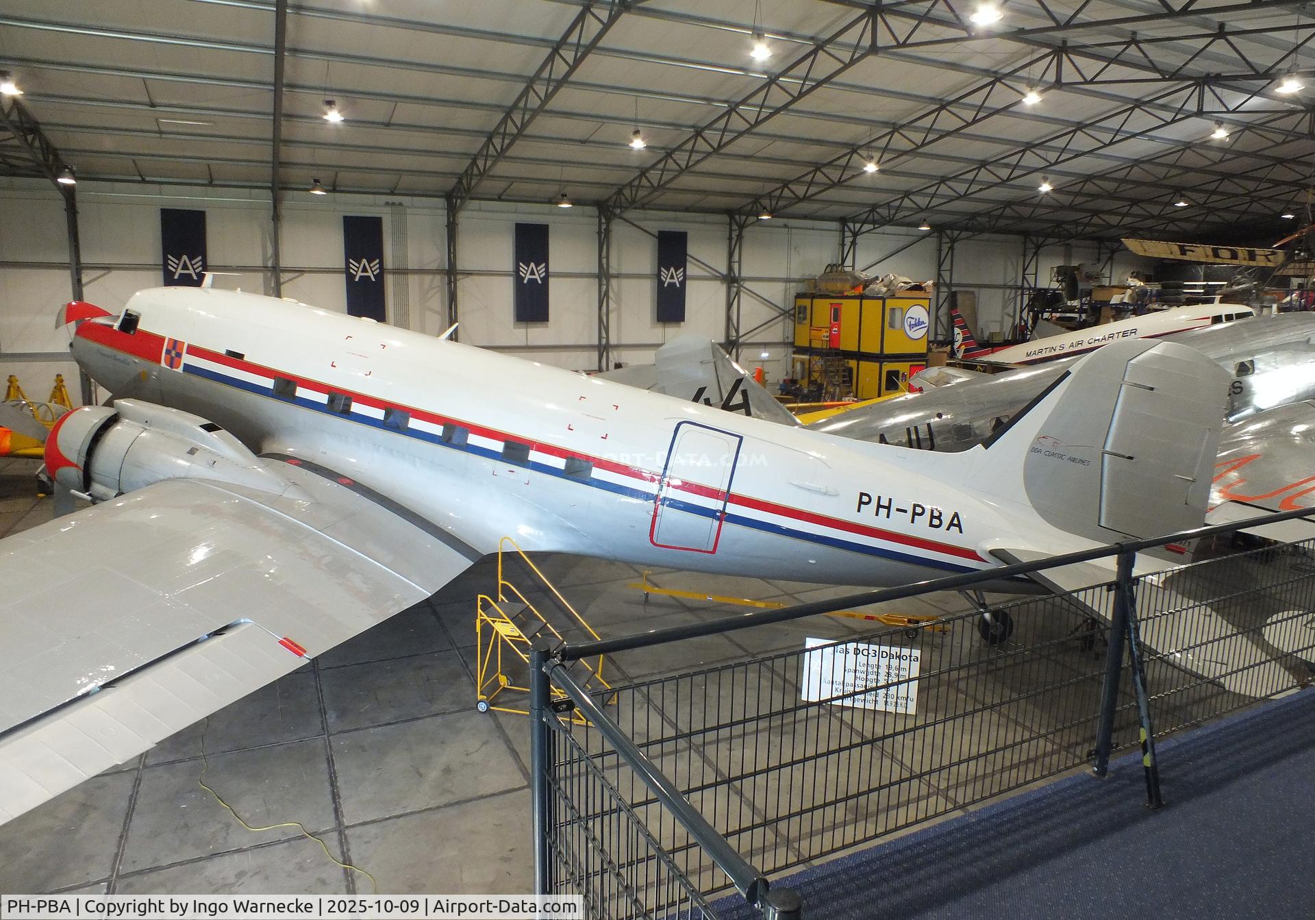 PH-PBA, 1943 Douglas DC-3C-S1C3G (C-47A-75-DL) C/N 19434, Douglas DC-3C-S1C3G (C-47A-75-DL) at the Aviodrome, Lelystad