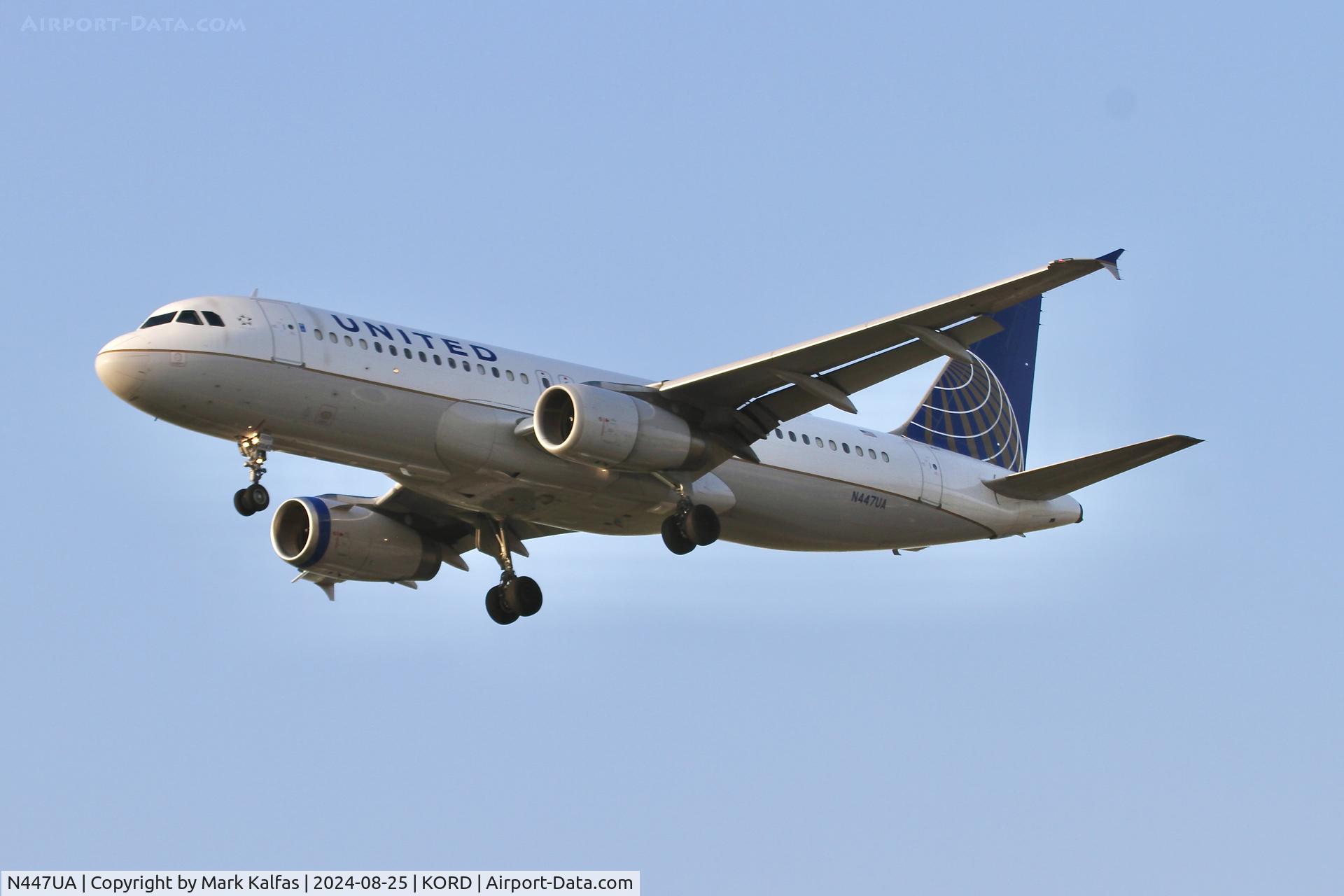 N447UA, 1998 Airbus A320-232 C/N 836, A320 United Airlines Airbus A320-232 N447UA  arriving 28C ORD