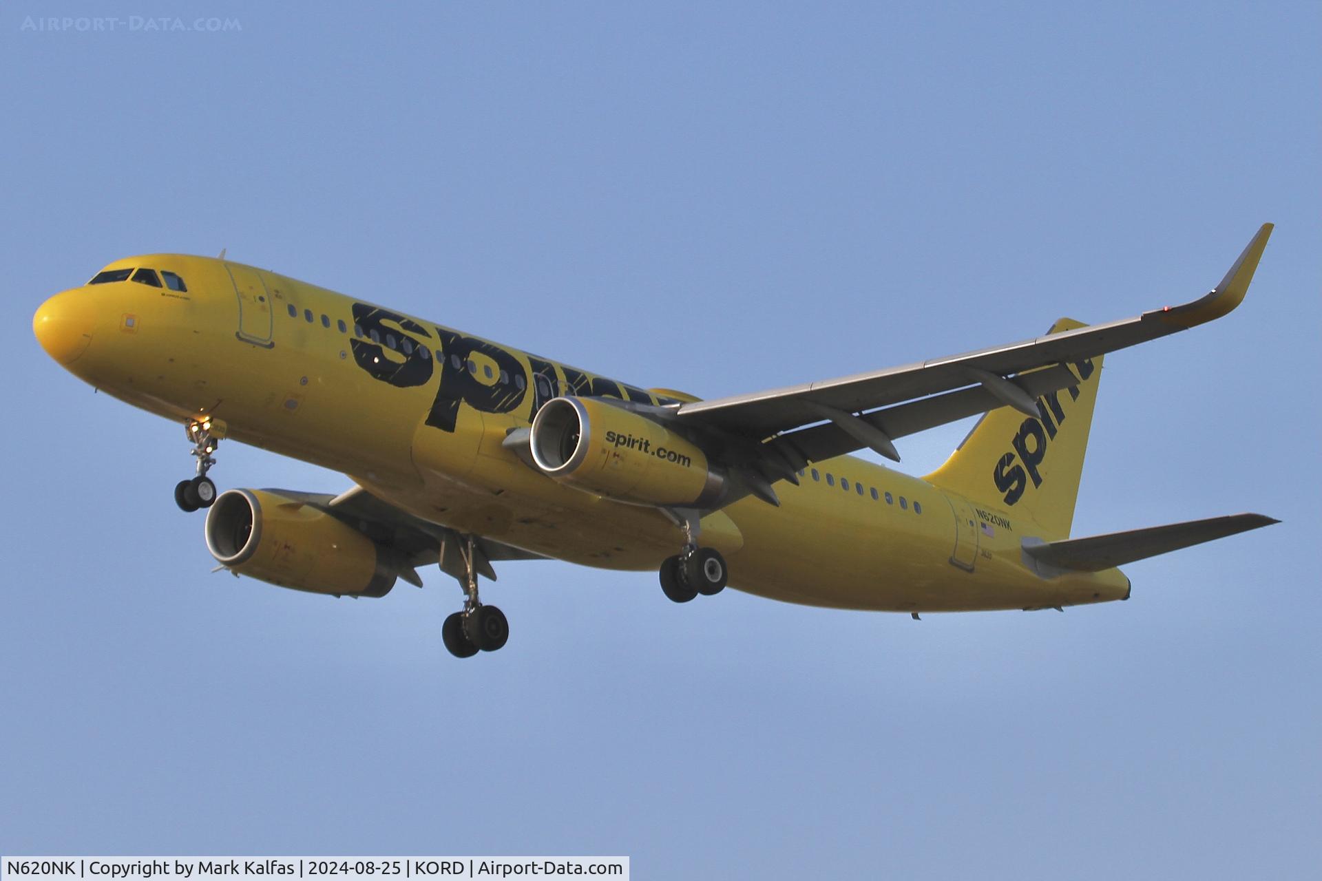 N620NK, 2013 Airbus A320-232 C/N 5624, A320 SPIRIT AIRLINES AIRBUS A320-232 N620N ARRIVING 28C ORD