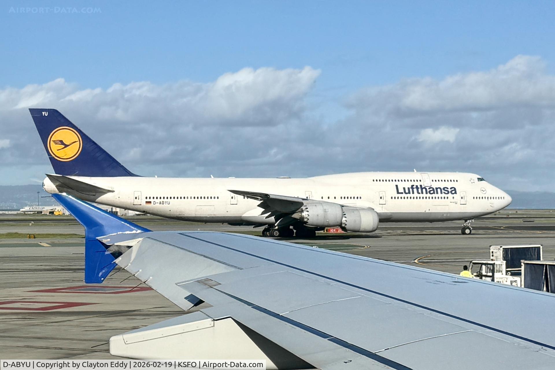 D-ABYU, 2015 Boeing 747-830 C/N 37845, Not sure why D-AOYU on side of aircraft. SFO 2026