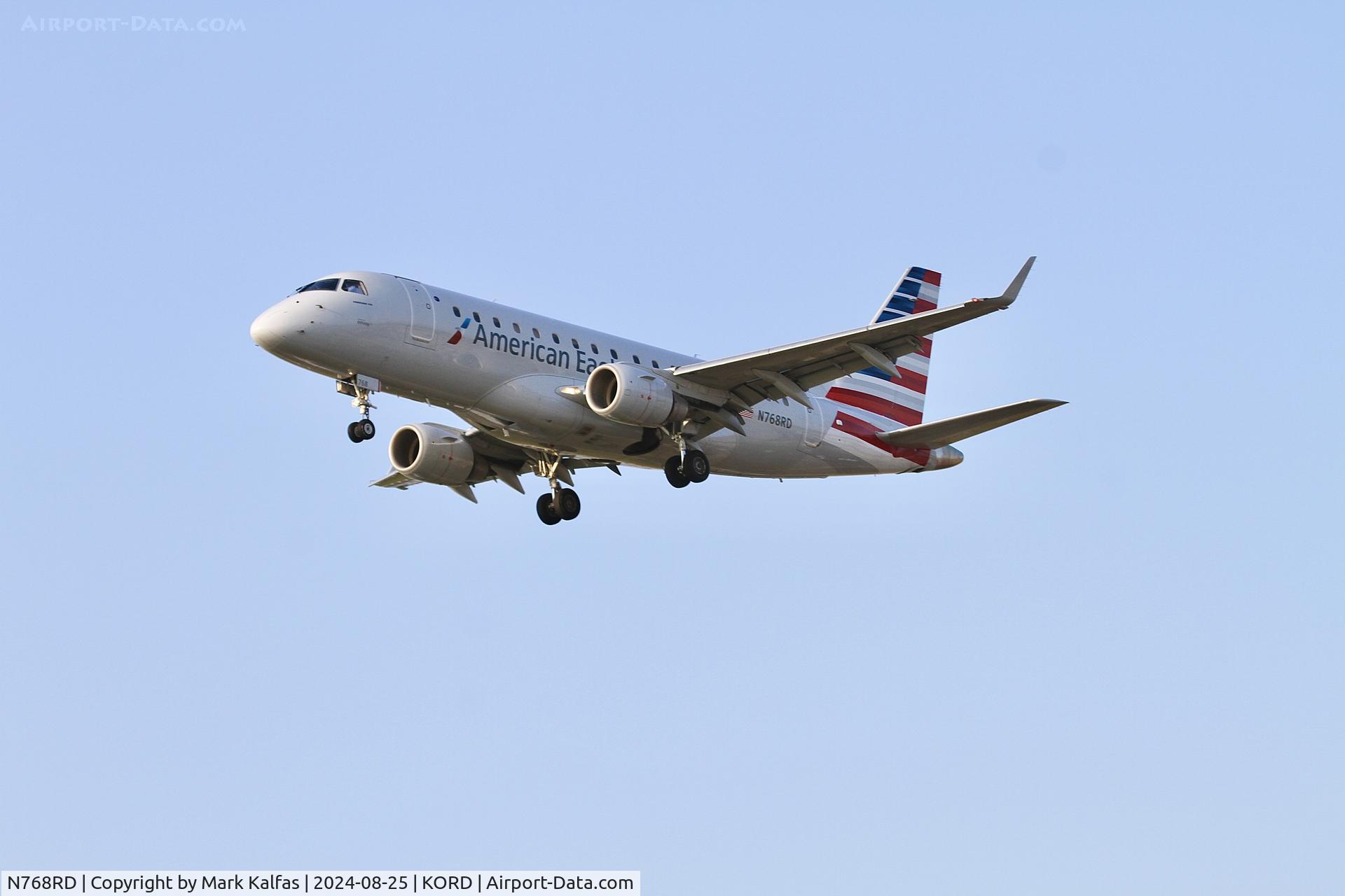 N768RD, 2008 Embraer 170LR (ERJ-170-100LR) C/N 17000230, E170 Envoy/ American Eagle EMBRAER ERJ 170-100 LR N768RD 28C approach ORD