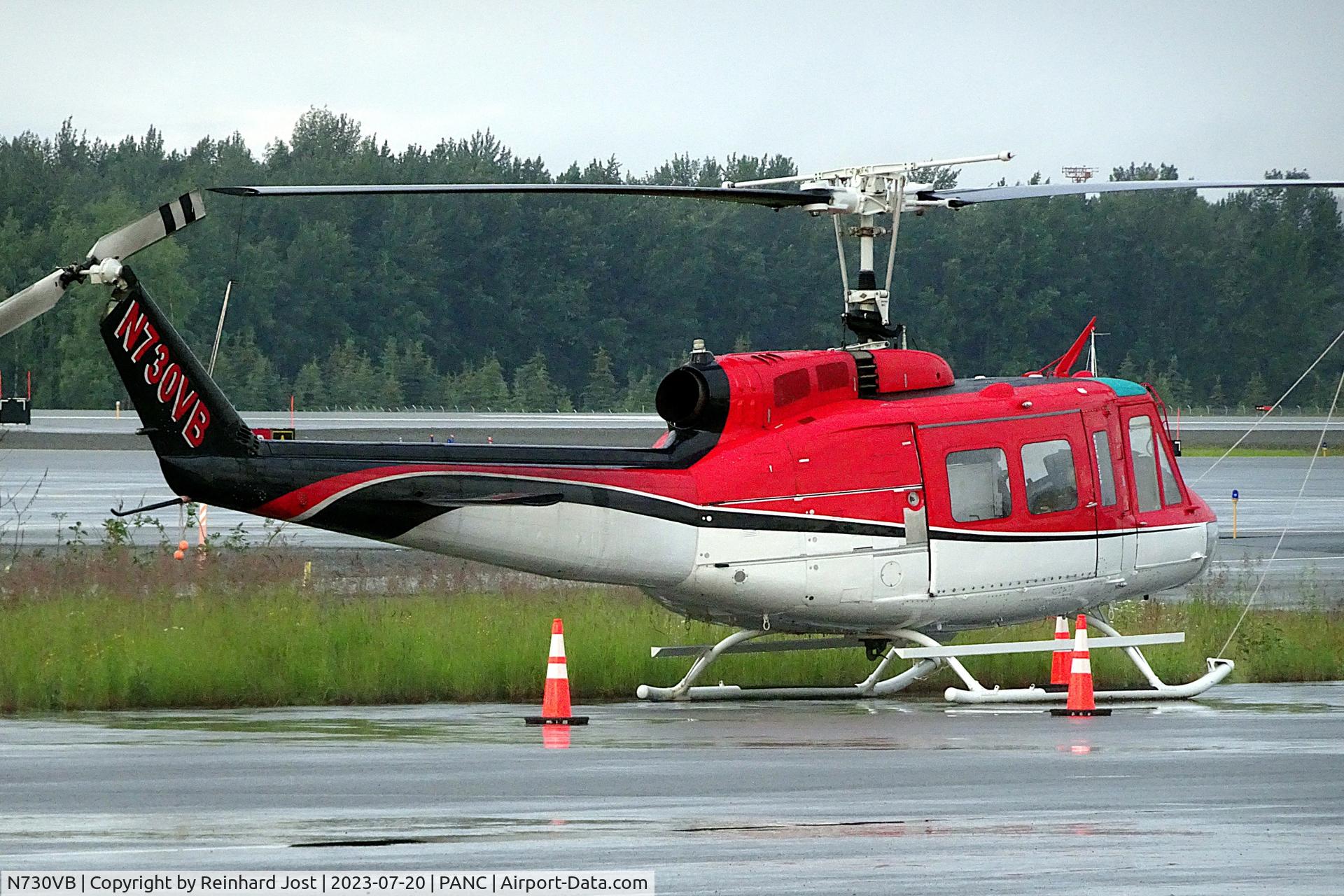 N730VB, 1965 Bell UH-1H Iroquois C/N 5036 (65-9992), N730VB (build 1965, ex-65-9992 / N535NA), registered for ASA Security, resting at Anchorage Int., AK