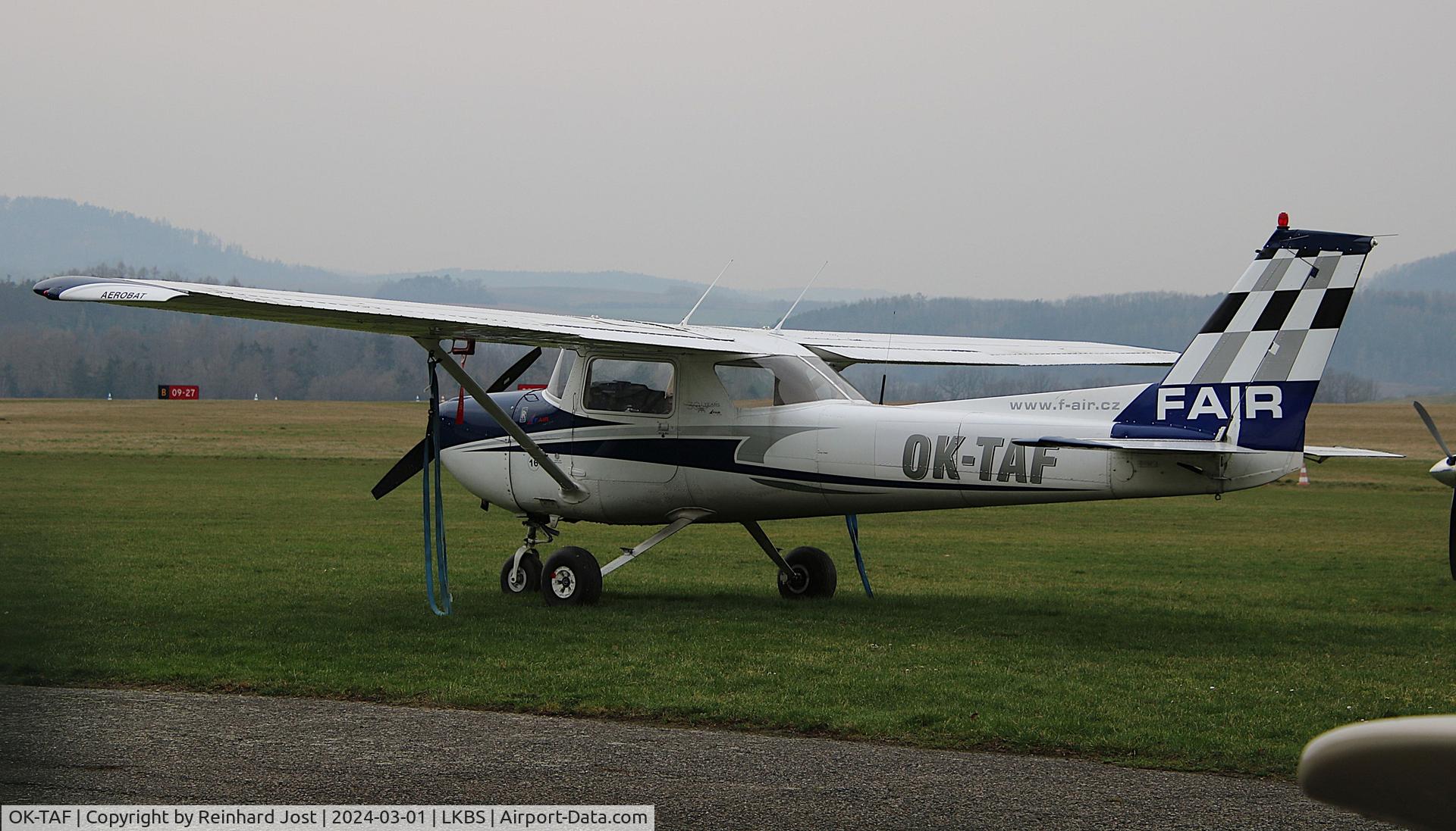 OK-TAF, 1974 Reims Cessna FRA150L C/N 0239, Cessna Aerobat of F-Air is waiting for the next circuits at Benesov, Czech Republic