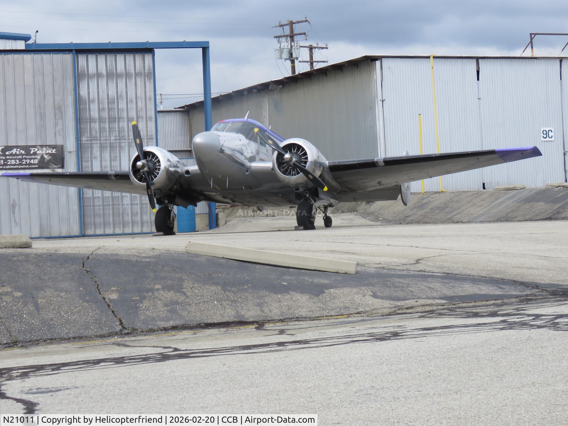 N21011, 1957 Beech E18S C/N BA-292, 2X P&W R-985-AN-1 Parked at the paint shop
