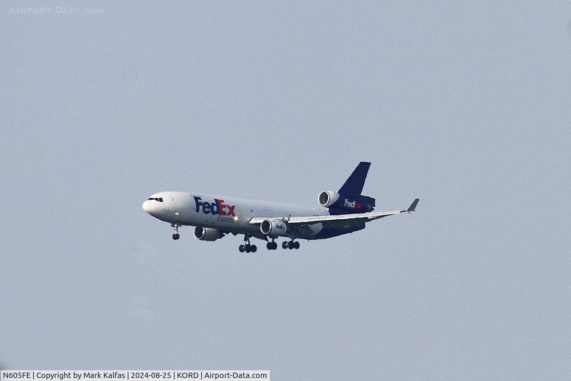 N605FE, 1992 McDonnell Douglas MD-11F C/N 48514, MD-11 FED EX McDonnell Douglas MD-11F N605FE FDX309 MEM-ORD arriving at ORD