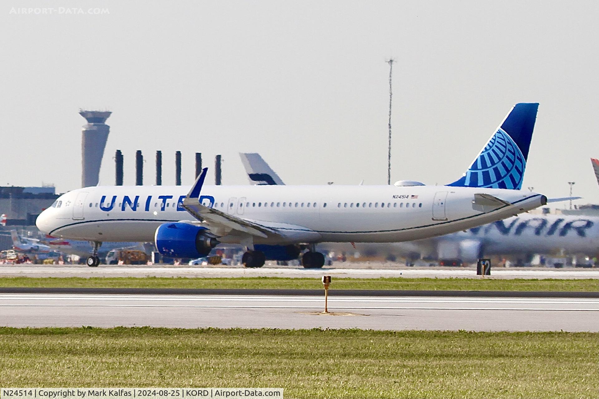 N24514, 2024 Airbus A321-271NX (NEO) C/N 12002, A21N United Airlines Airbus A321-271NX Neo N24514 at KORD