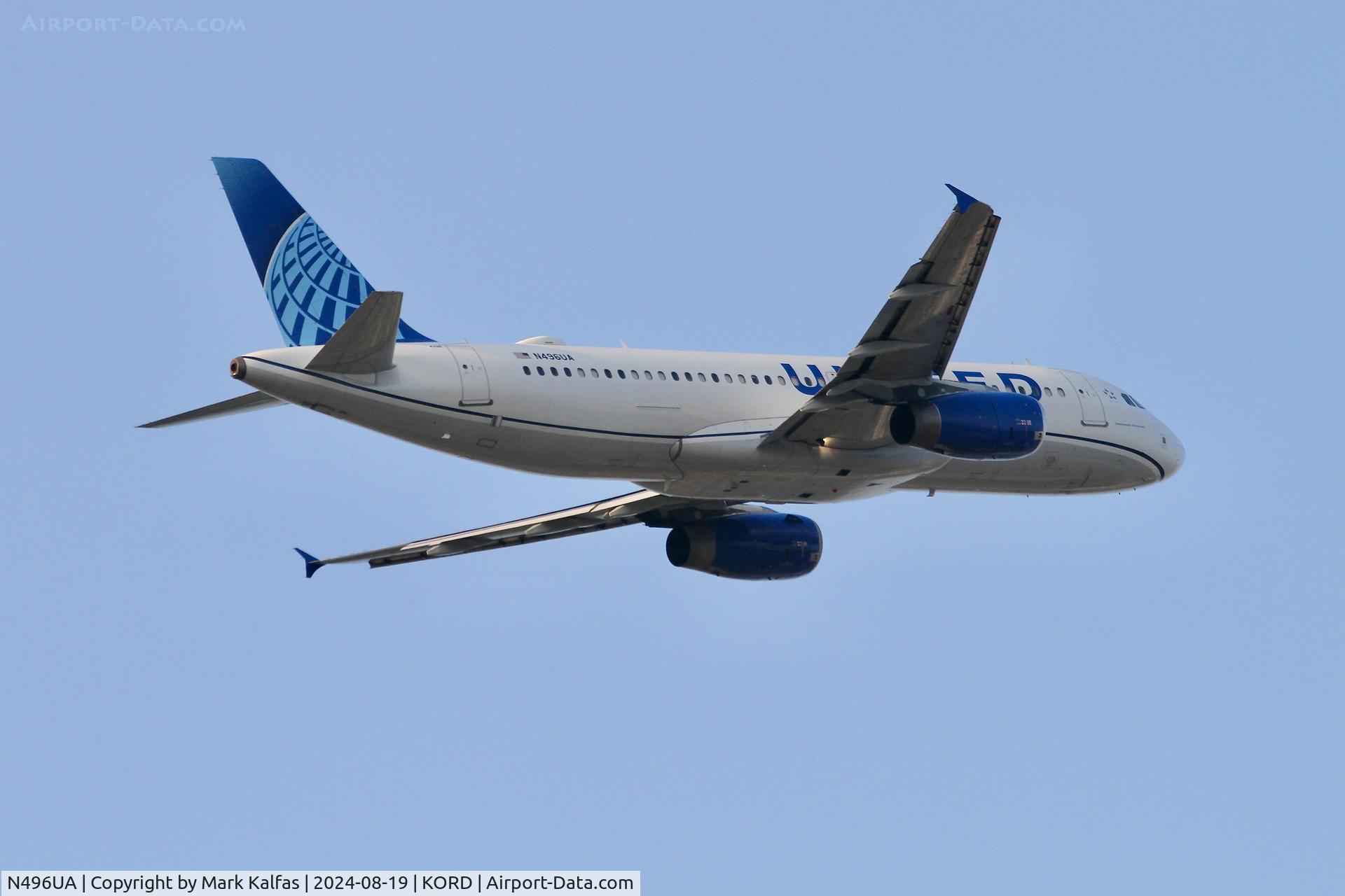 N496UA, 2002 Airbus A320-232 C/N 1845, A320 United Airlines Airbus A320 N496UA departing 10L KORD