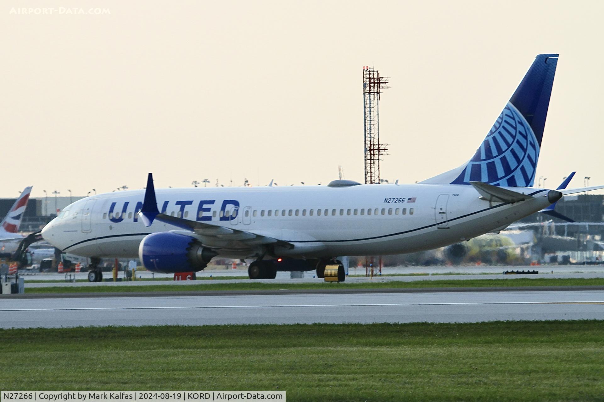 N27266, 2021 Boeing 737-8 MAX C/N 66597, B38M United Boeing 737-8 MAX N27266 at Chicago, O'Hare.