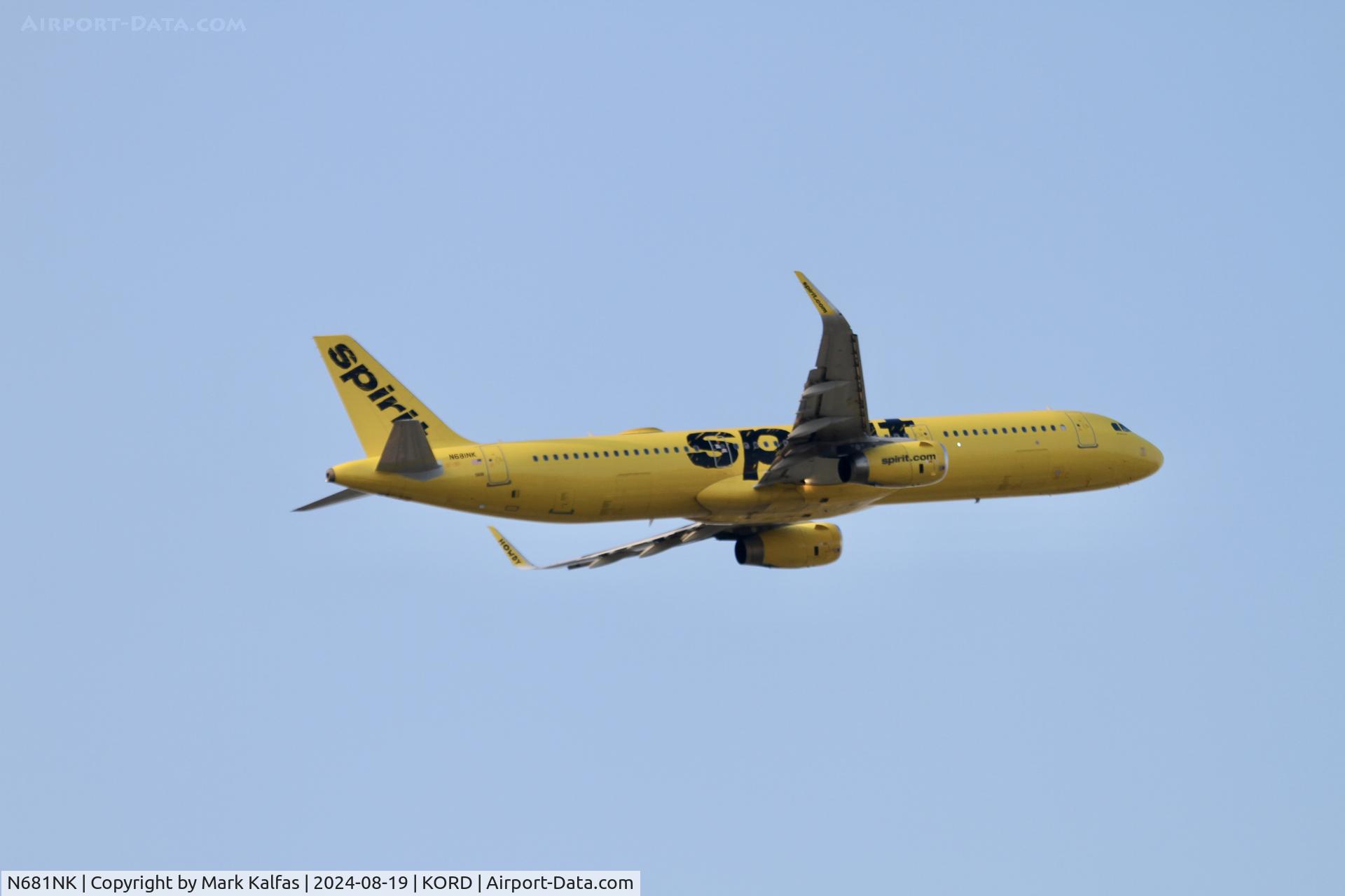 N681NK, 2017 Airbus A321-231 C/N 7908, A321 Spirit Airlines Airbus A321-231 N681NK departing 10L KORD