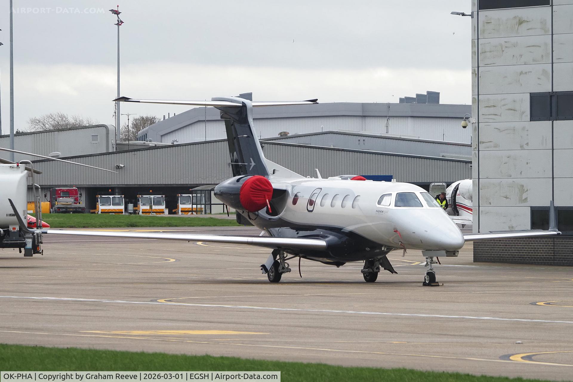 OK-PHA, 2021 Embraer EMB-505 Phenom 300 C/N 50500611, Parked at Norwich.