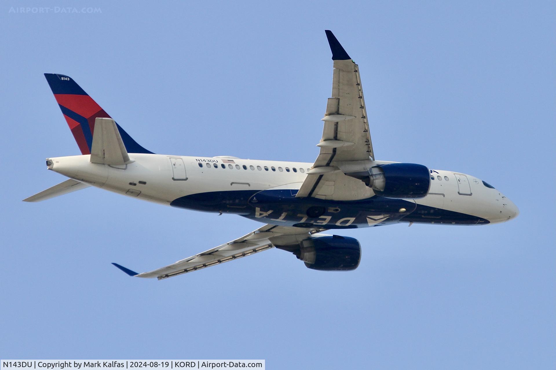 N143DU, 2022 Airbus A220-171 C/N 50063, BCS1 Delta Airbus A220-171 N143DU departing 10L KORD
