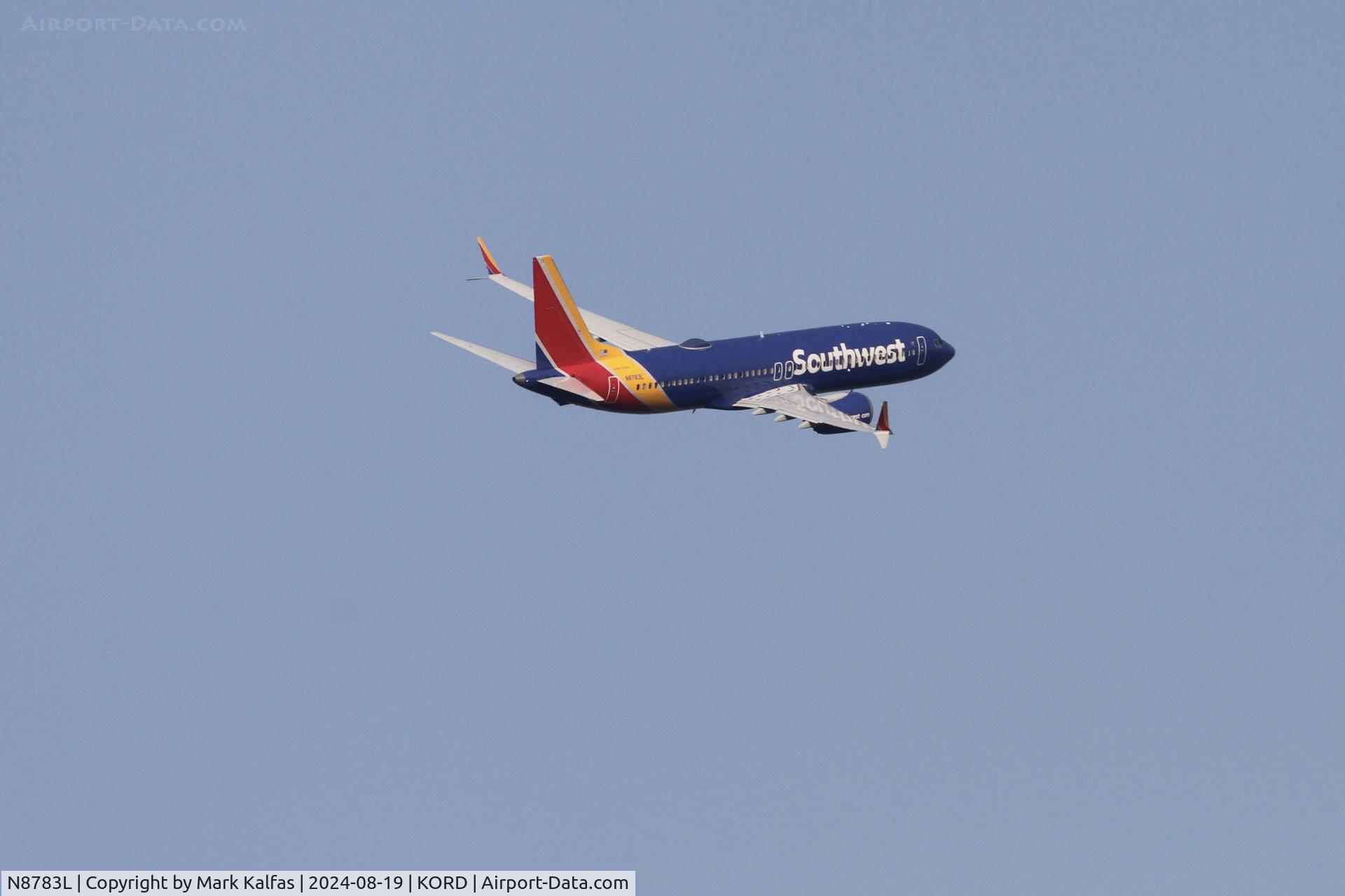 N8783L, 2022 Boeing 737-8 MAX C/N 67754, B38M SouthWest Boeing 737-8 MAX N8783L departing  10L ORD