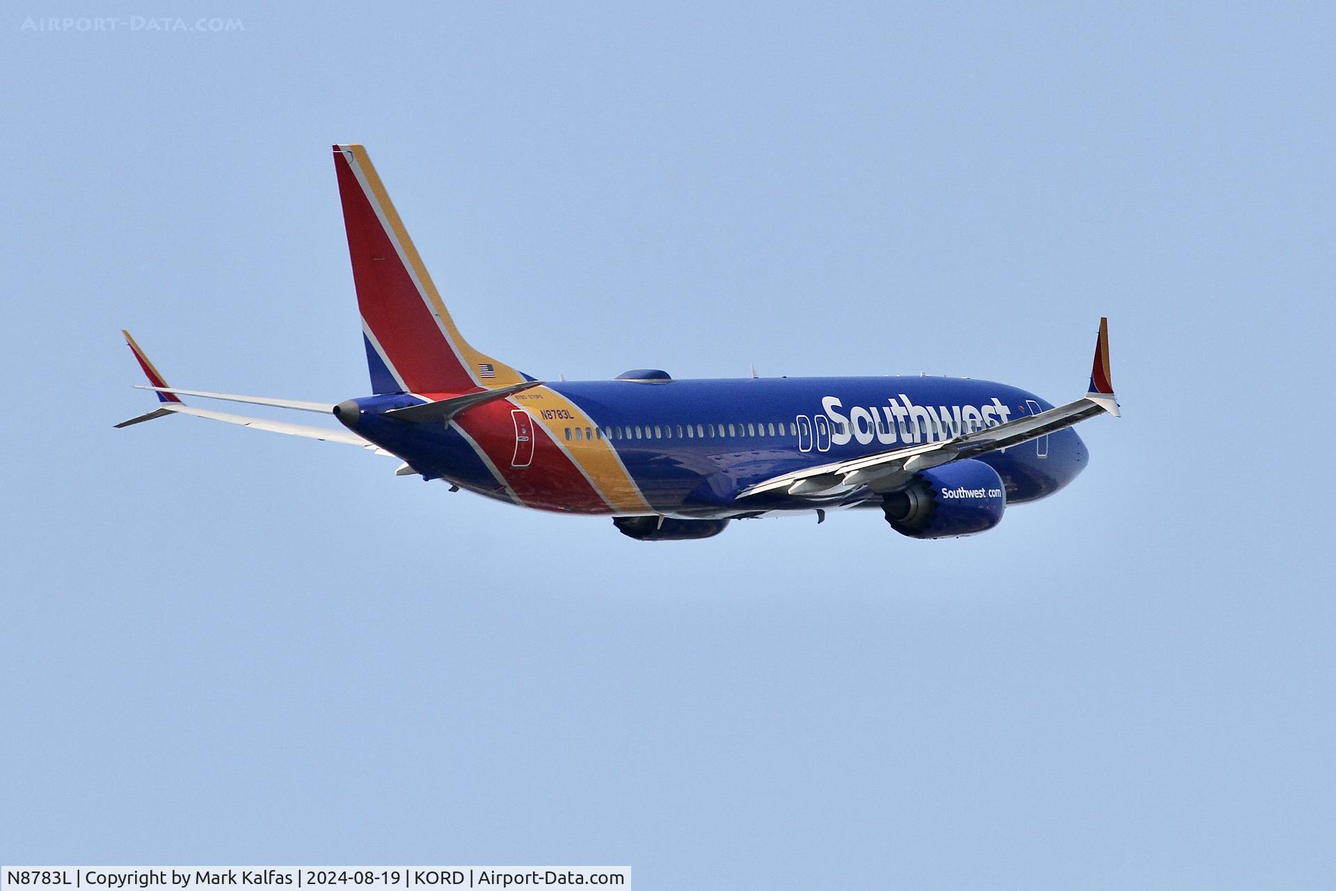 N8783L, 2022 Boeing 737-8 MAX C/N 67754, B38M SouthWest Boeing 737-8 MAX N8783L departing  10L ORD