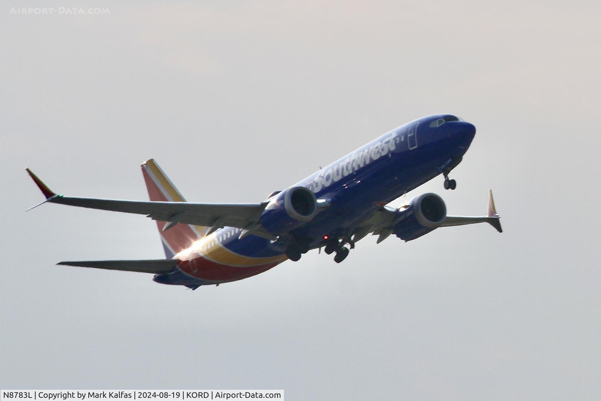 N8783L, 2022 Boeing 737-8 MAX C/N 67754, B38M SouthWest Boeing 737-8 MAX N8783L departing  10L ORD