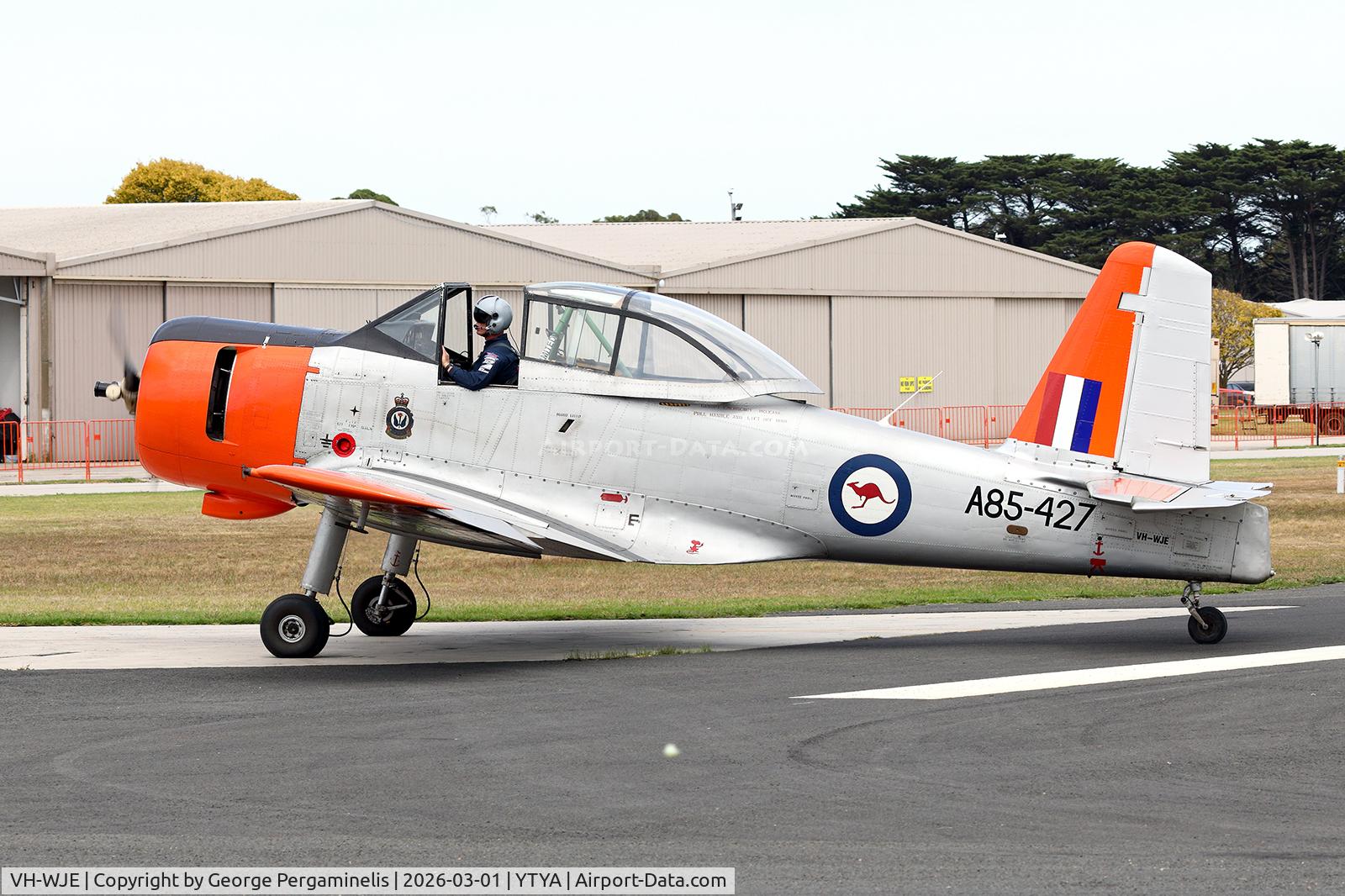 VH-WJE, 1956 Commonwealth CA-25 Winjeel C/N CA25-27, Arriving for the Tyabb airshow 2026.