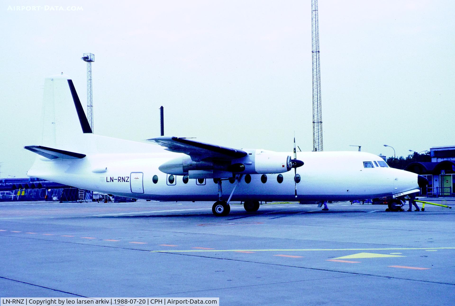 LN-RNZ, 1968 Fokker F.27-600 Friendship C/N 10386, Copenhagen 20.7.1988