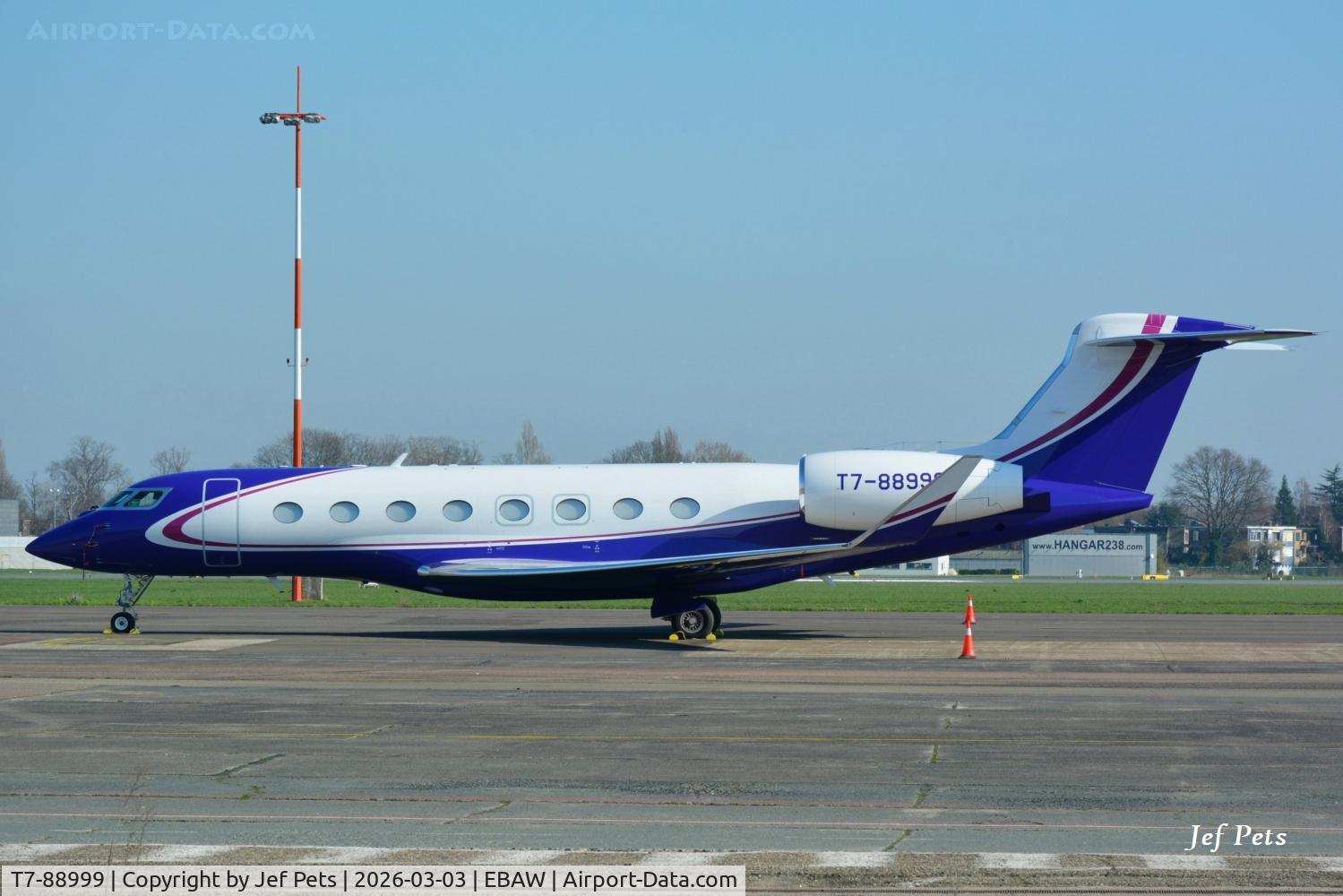 T7-88999, 2023 Gulfstream Aerospace GVI (G650ER) C/N 6565, At Antwerp Airport.