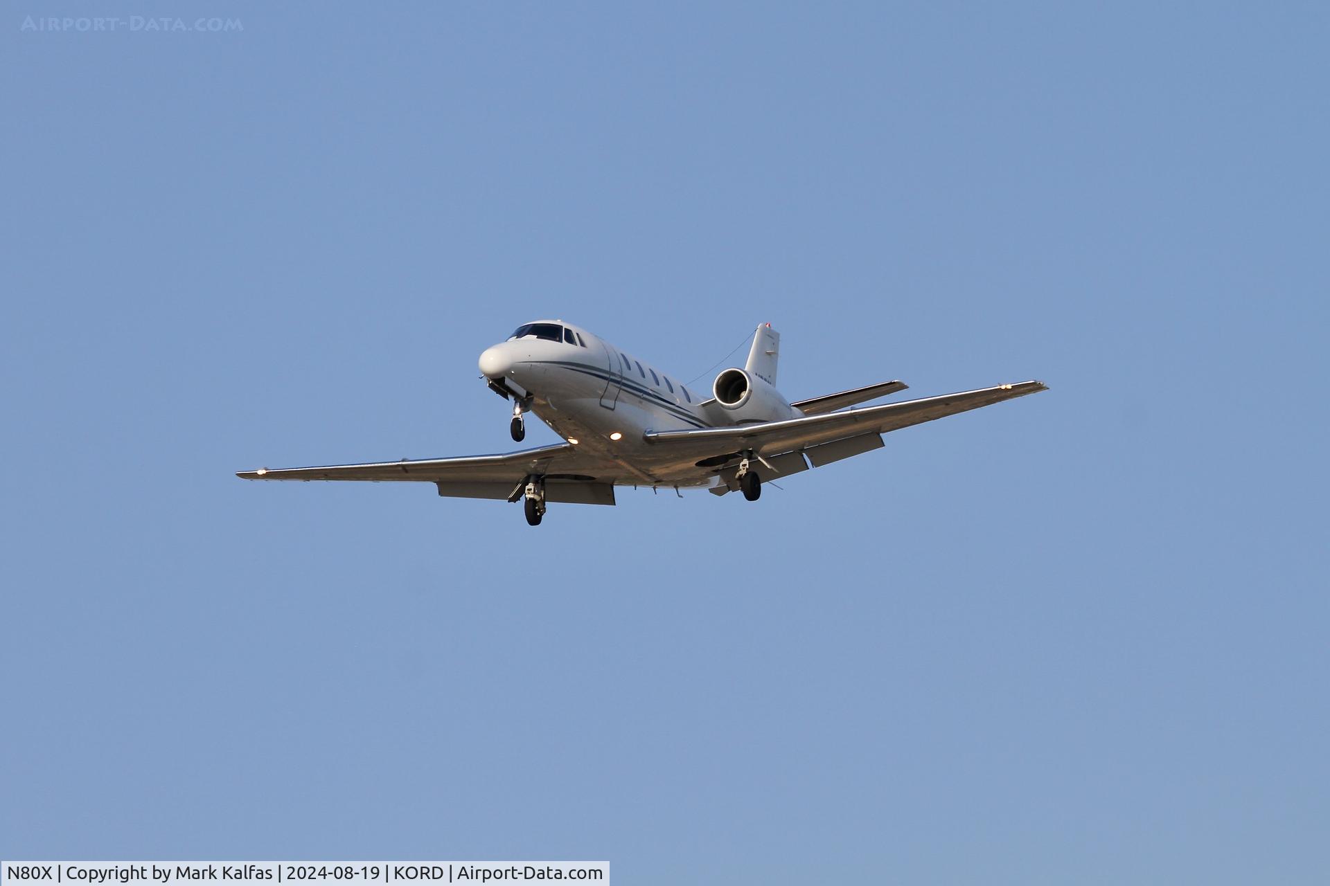N80X, 1999 Cessna 560XL C/N 560-5054, C56X AirXL LLC Cessna Citation Excel/XLS KMQJ-KORD, arriving on 28C KORD