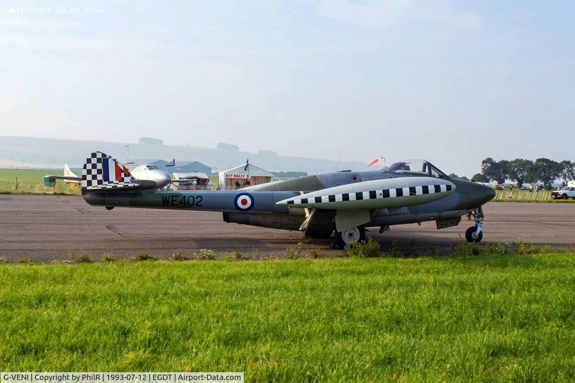 G-VENI, 1955 De Havilland (F+W Emmen) DH-112 Venom FB.50 C/N 733, WE402 1955 DH112 Venom FB50 RAF Great Warbirds Wroughton
