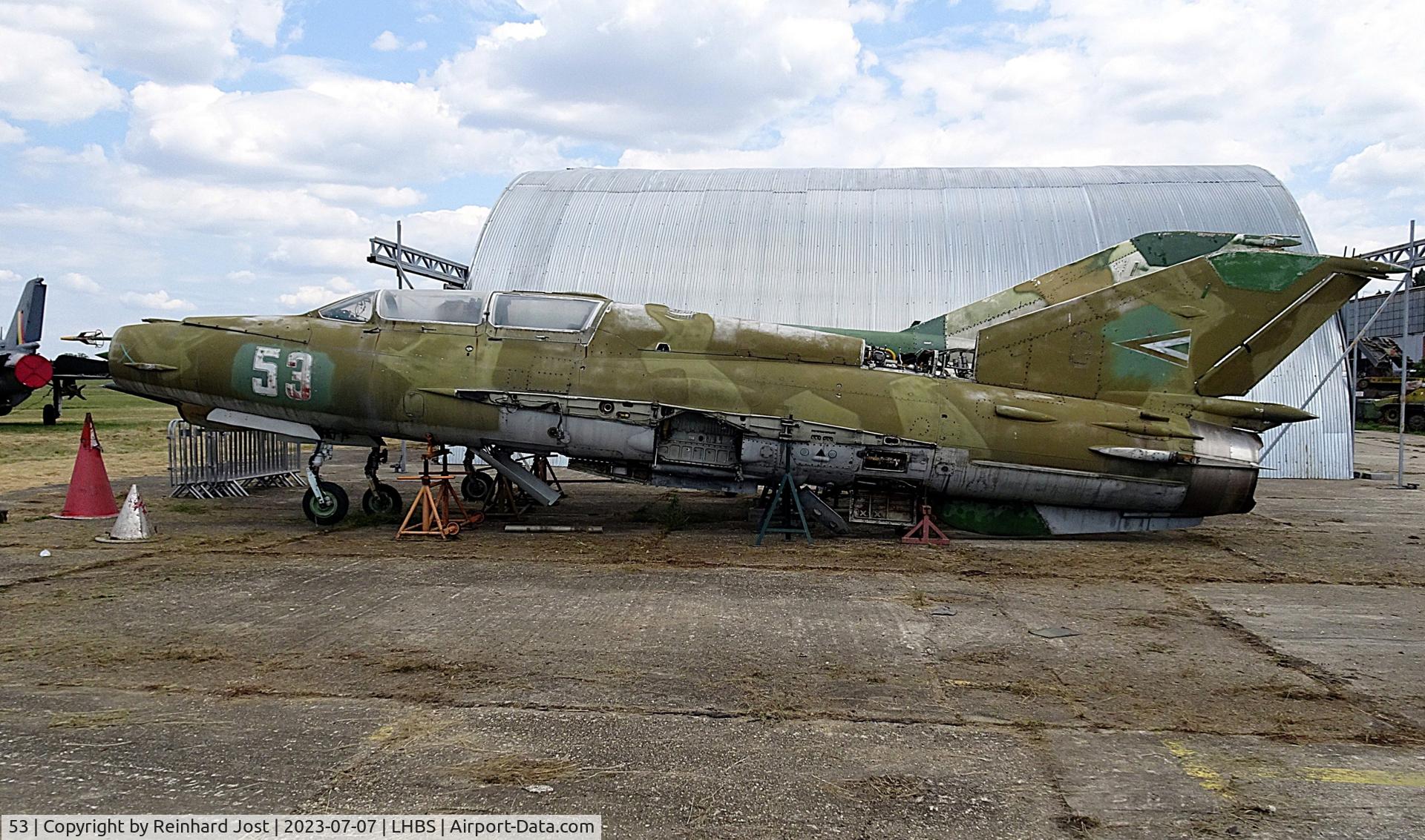 53, Mikoyan-Gurevich MiG-21UM C/N 516999204, Mongol-B without wings in the military collection at Budaörs, Hungary