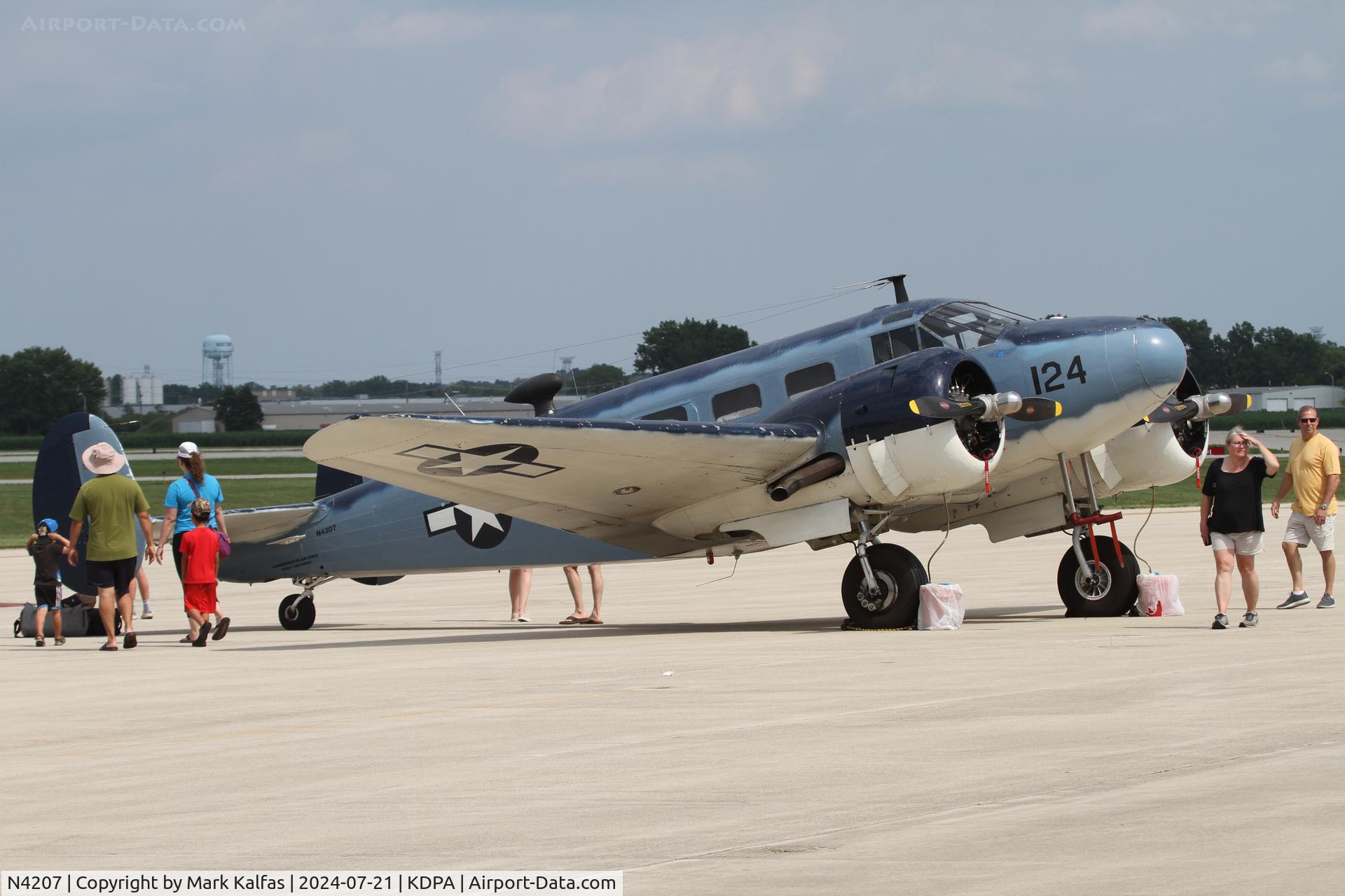 N4207, 1943 Beech UC-45J (RC-45J/SNB-5P/AT-7) Expeditor Expeditor C/N 4664, B18 AMERICAN AIRPOWER HRTG FLG MUSEUM, Beech UC-45J Expeditor , N4207 on the ramp KDPA