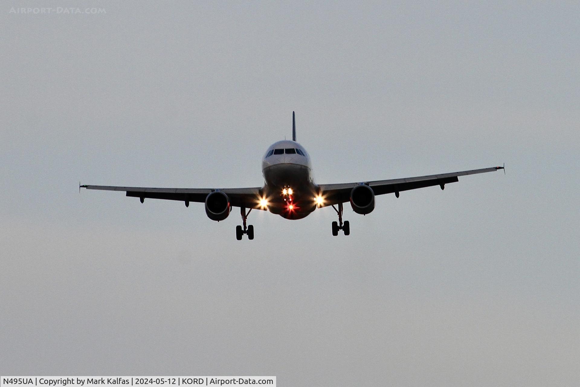 N495UA, 2002 Airbus A320-232 C/N 1842, A320 United Airlines Airbus A320-232 N495UA arriving on 28C KORD