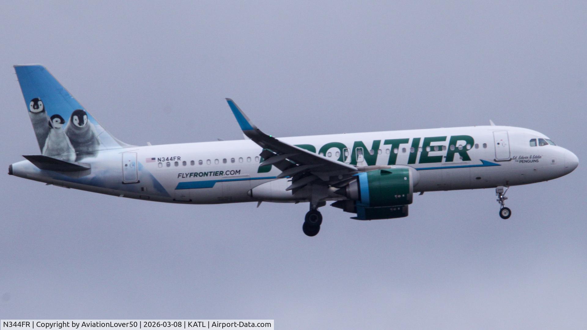 N344FR, 2018 Airbus A320-251N C/N 8639, Frontier A320neo Ed, Edwin & Eddie the Penguins