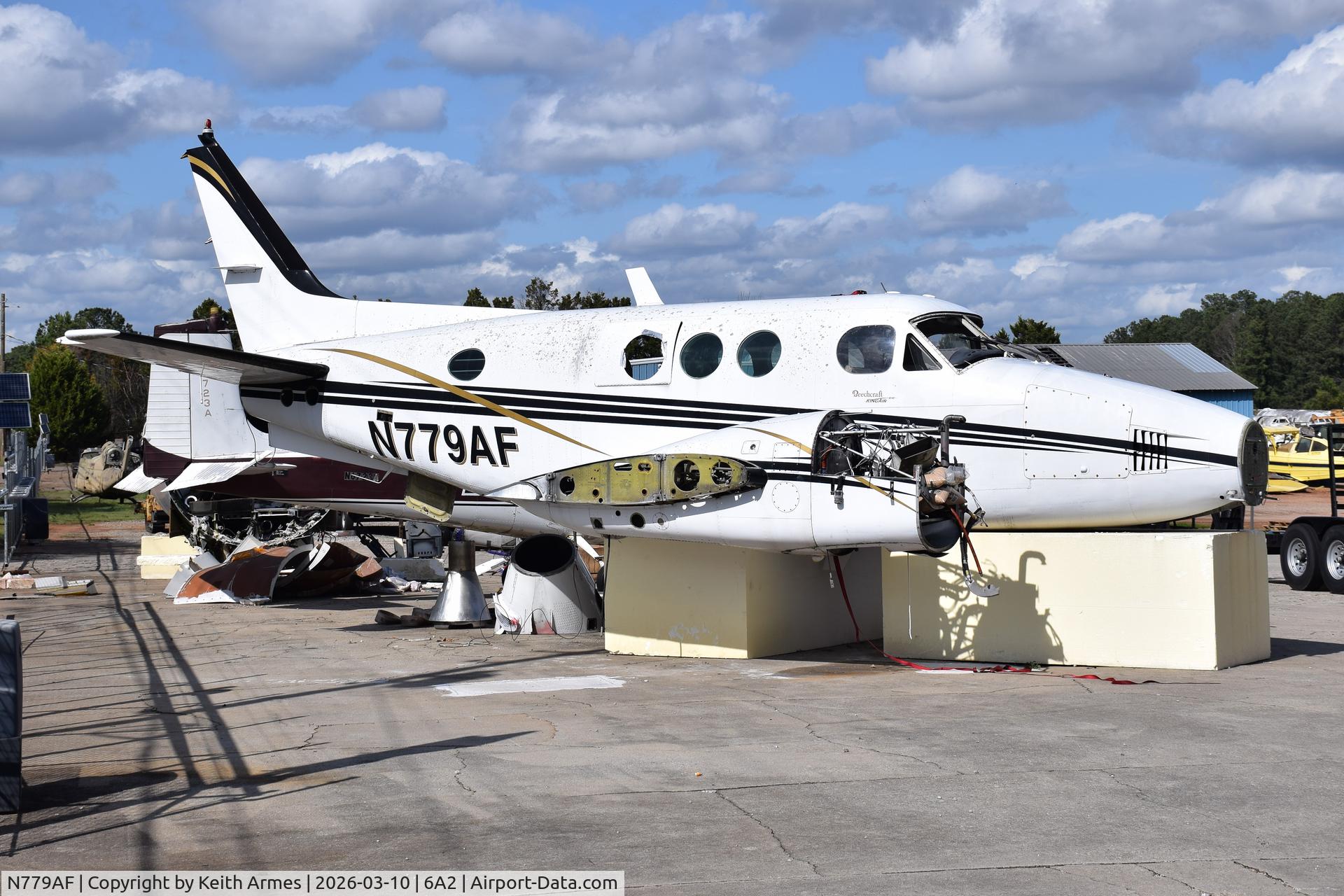 N779AF, 1973 Beech E-90 King Air C/N LW-51, At Atlanta Air Exchange salvage yard (Griffin-Spalding Airport 6A2) being parted out.