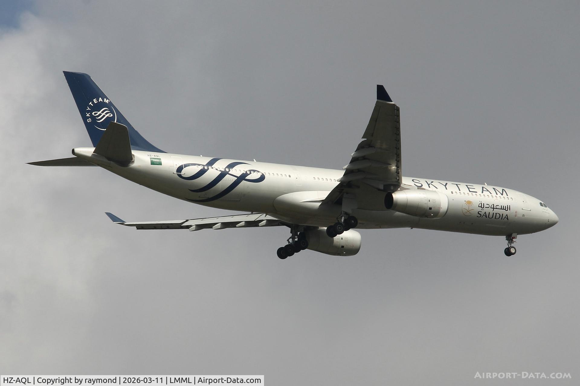 HZ-AQL, 2014 Airbus A330-343 C/N 1513, Airbus A330-343 reg HZ-AQL of Saudia Airlines showing it's SkyTeam livery, seen here landing in Malta RW13.