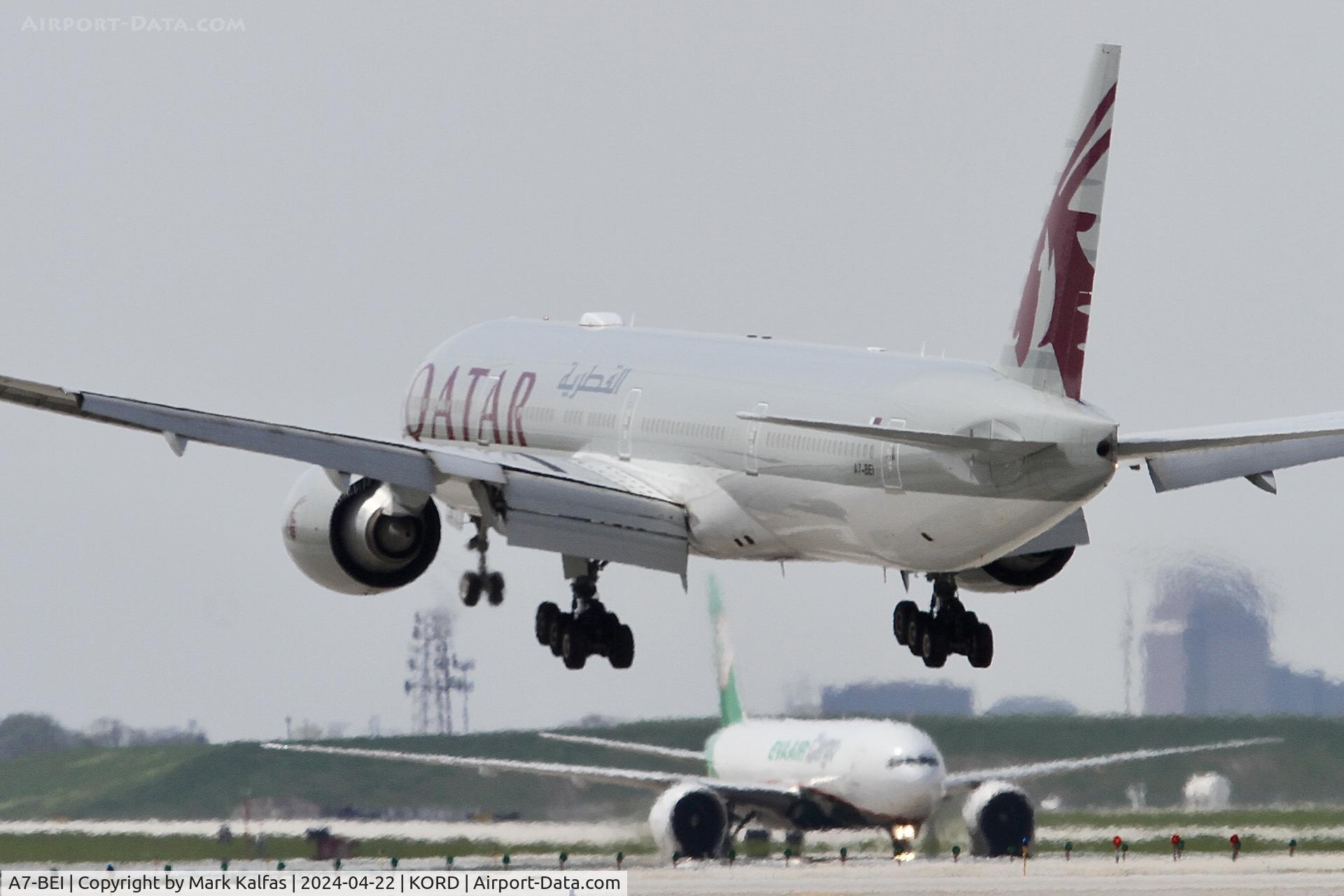A7-BEI, 2016 Boeing 777-3DZ/ER C/N 60335, B77W Qatar Airways Boeing 777-3DZ/ER A7-BEI arriving at KORD.