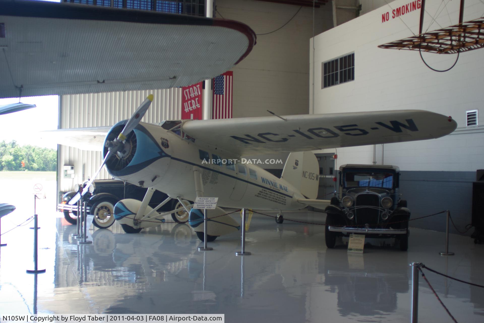 N105W, 1929 Lockheed Vega 5C C/N 72, Sun N Fun 2011 at Kermit Weeks hangar
